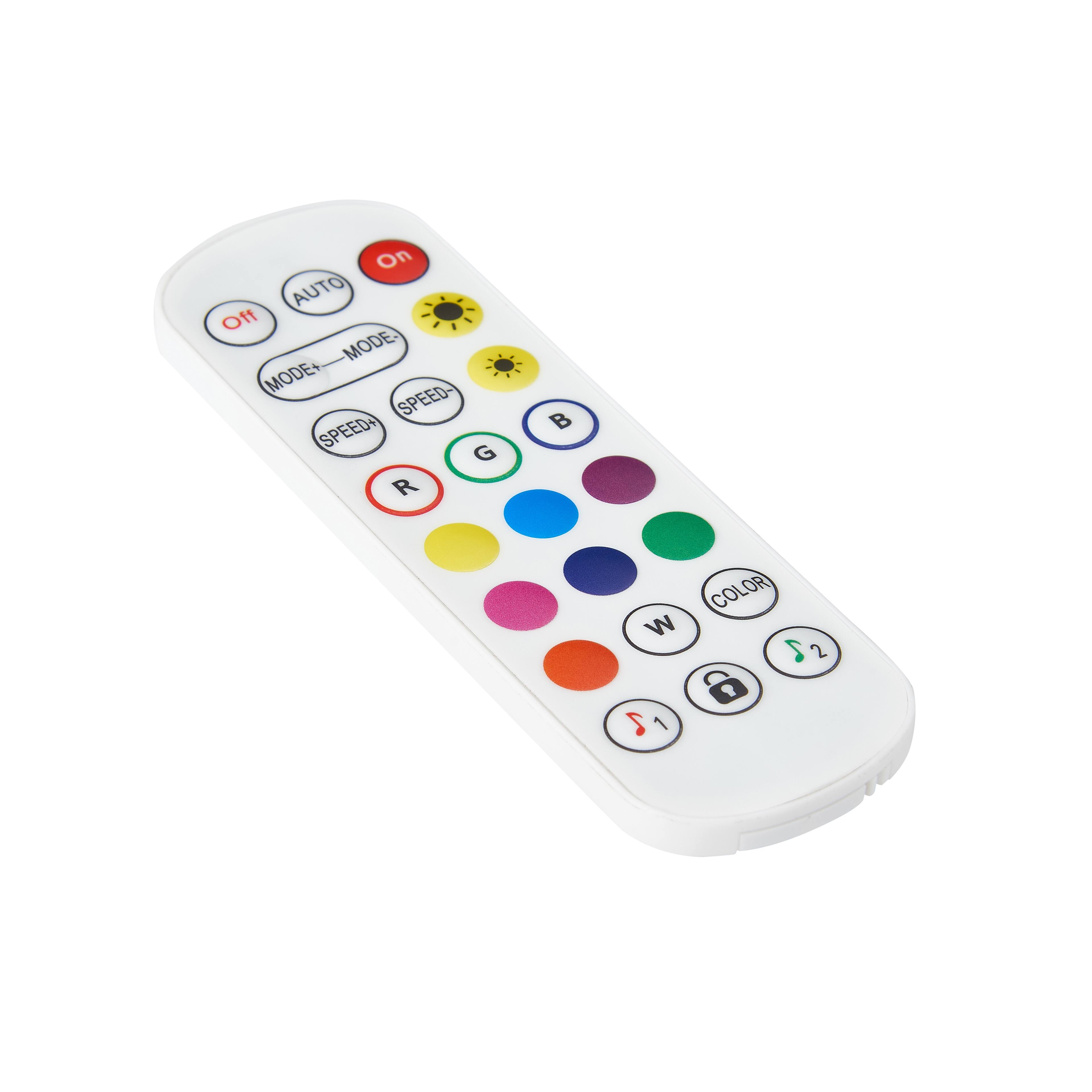 On  
Off  
AUTO  
MODE-  
MODE+  
SPEED-  
SPEED+  
G  
R  
B  
Y  
C  
M  
W  
COLOR  
1  
2  
LOCK