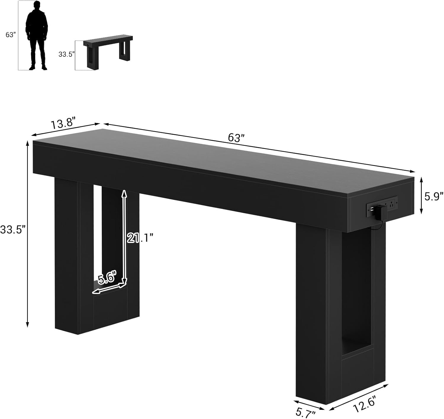 63" 33.5" 13.8" 63" 5.9" 33.5" 21.1" 5.6" 5.7" 12.6"