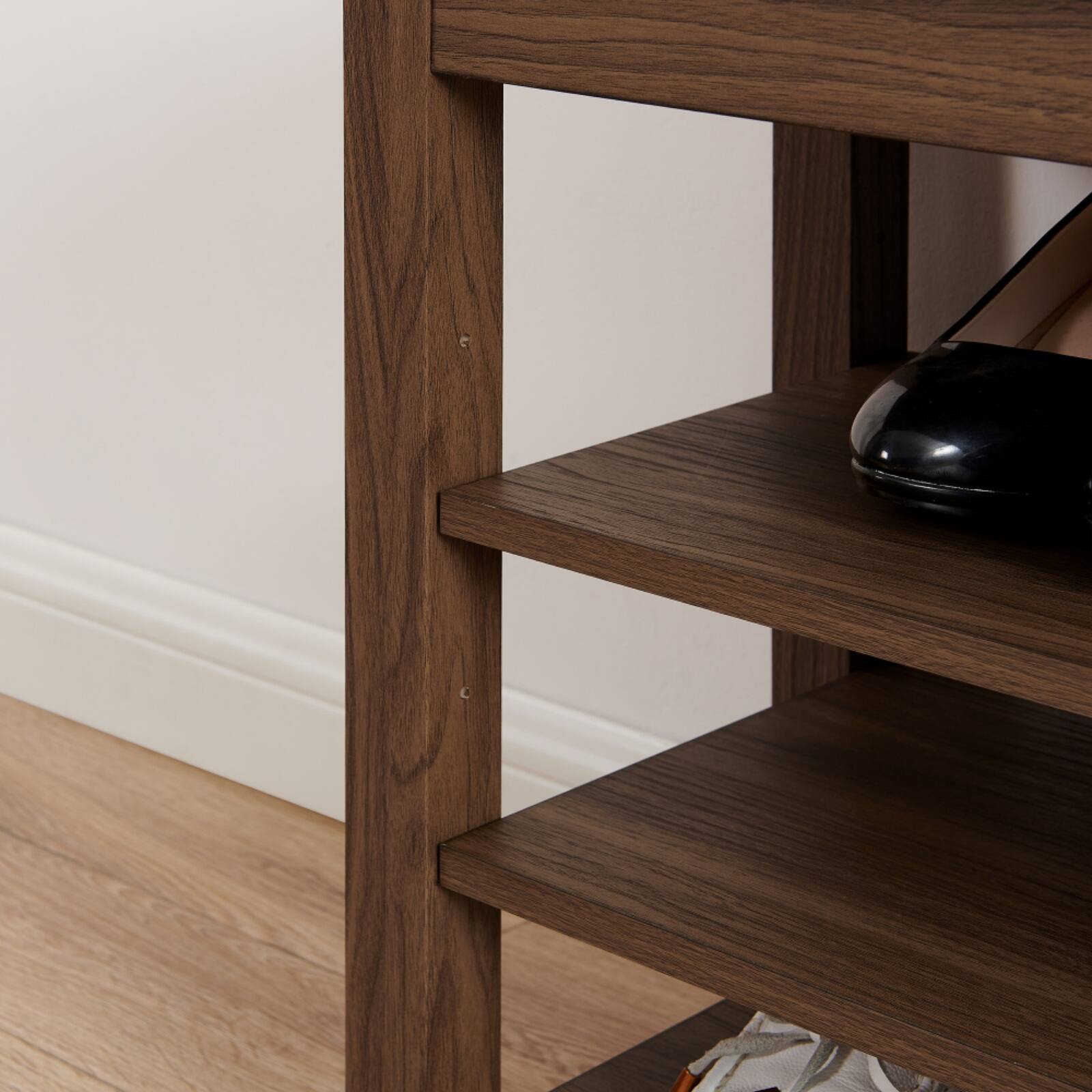 Alt View 2. Halitaa - Entryway Bench Shoe Rack: Flip-Open Storage, Adjustable Shelves & Cushion for Living Room Hallway Families - Brown.