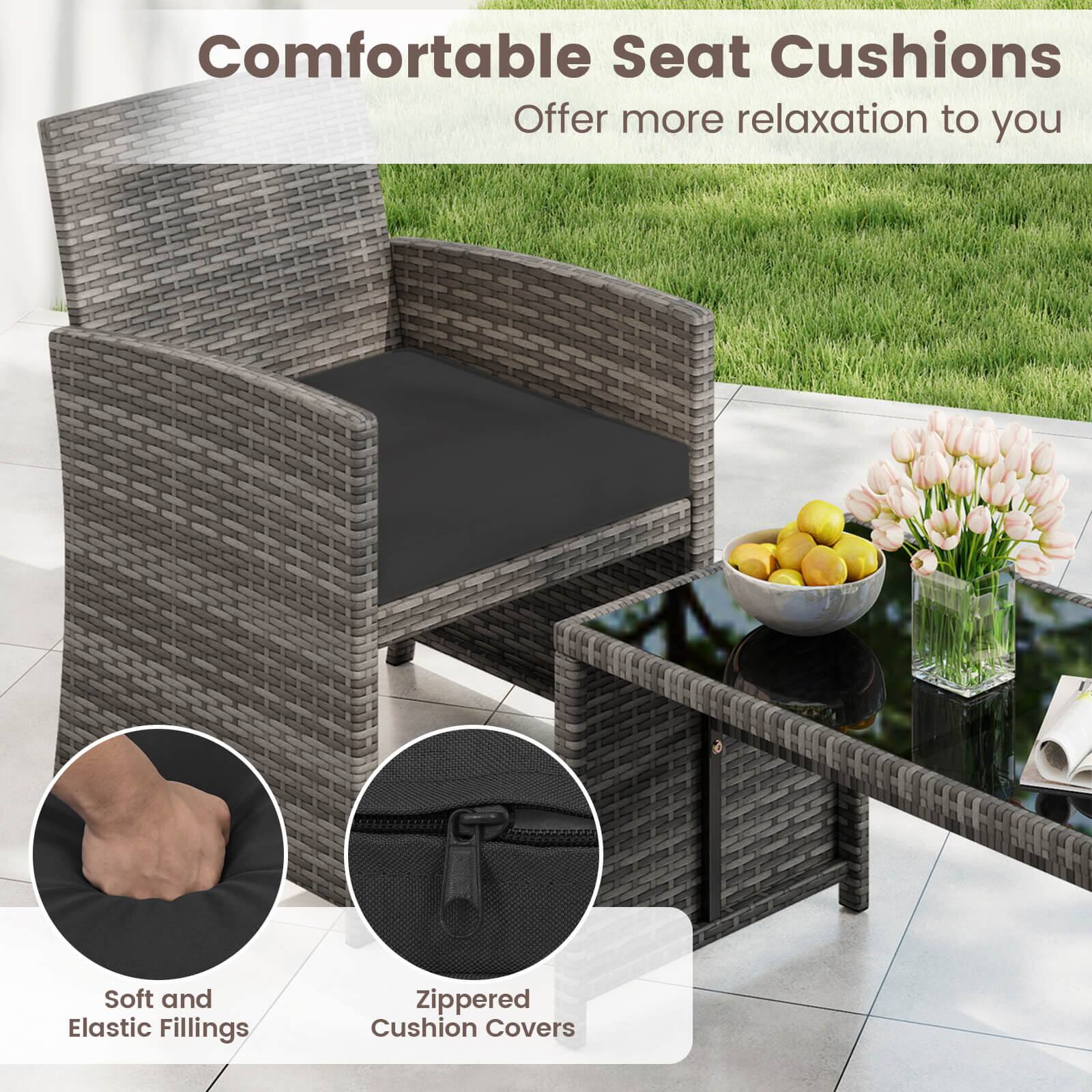Comfortable Seat Cushions  
Offer more relaxation to you  

Soft and Elastic Fillings  
Zippered Cushion Covers