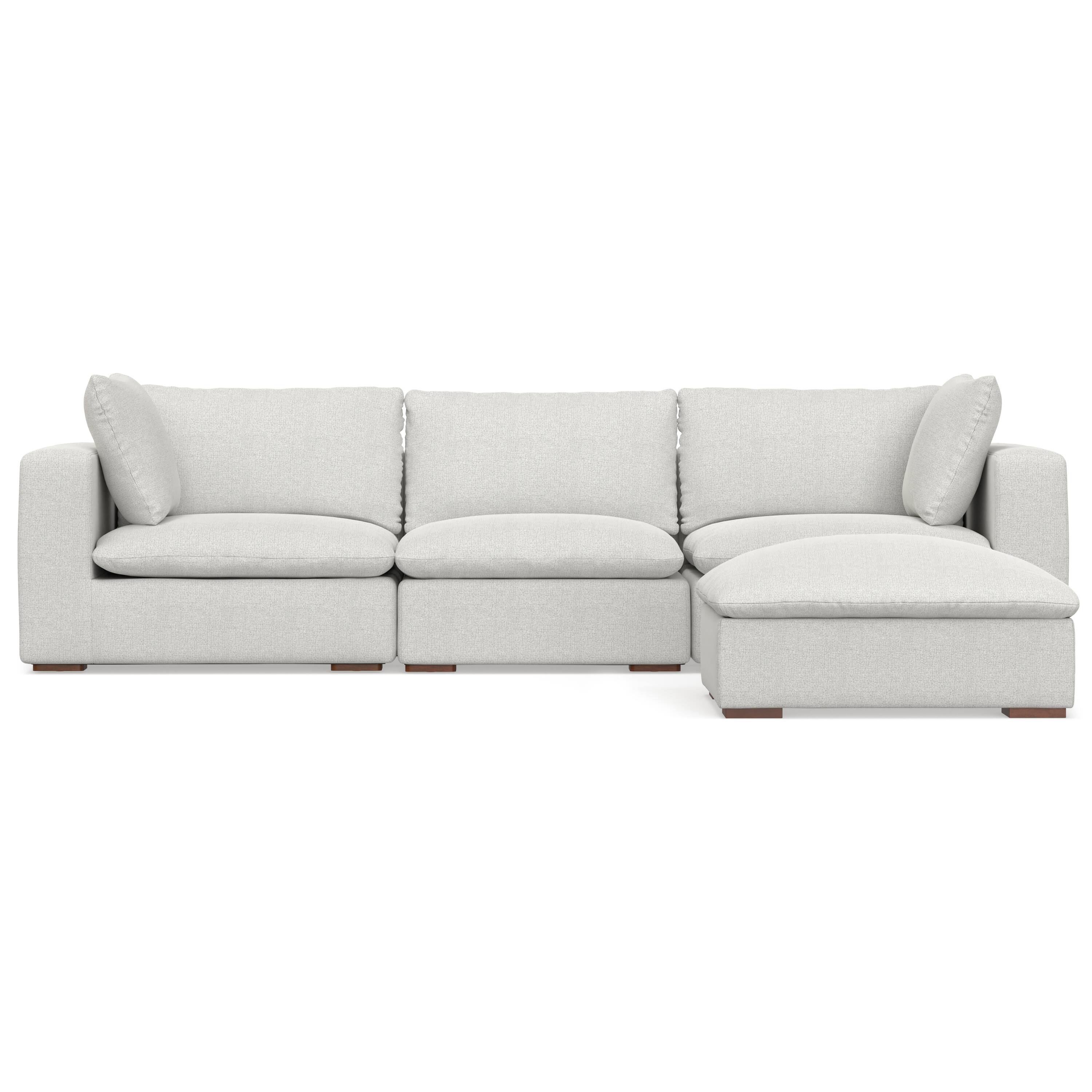 Alt View 1. Simpli Home - Jasmine 3-Seater Modular Sofa and Ottoman Set in Performance Fabric - Cloud Grey.