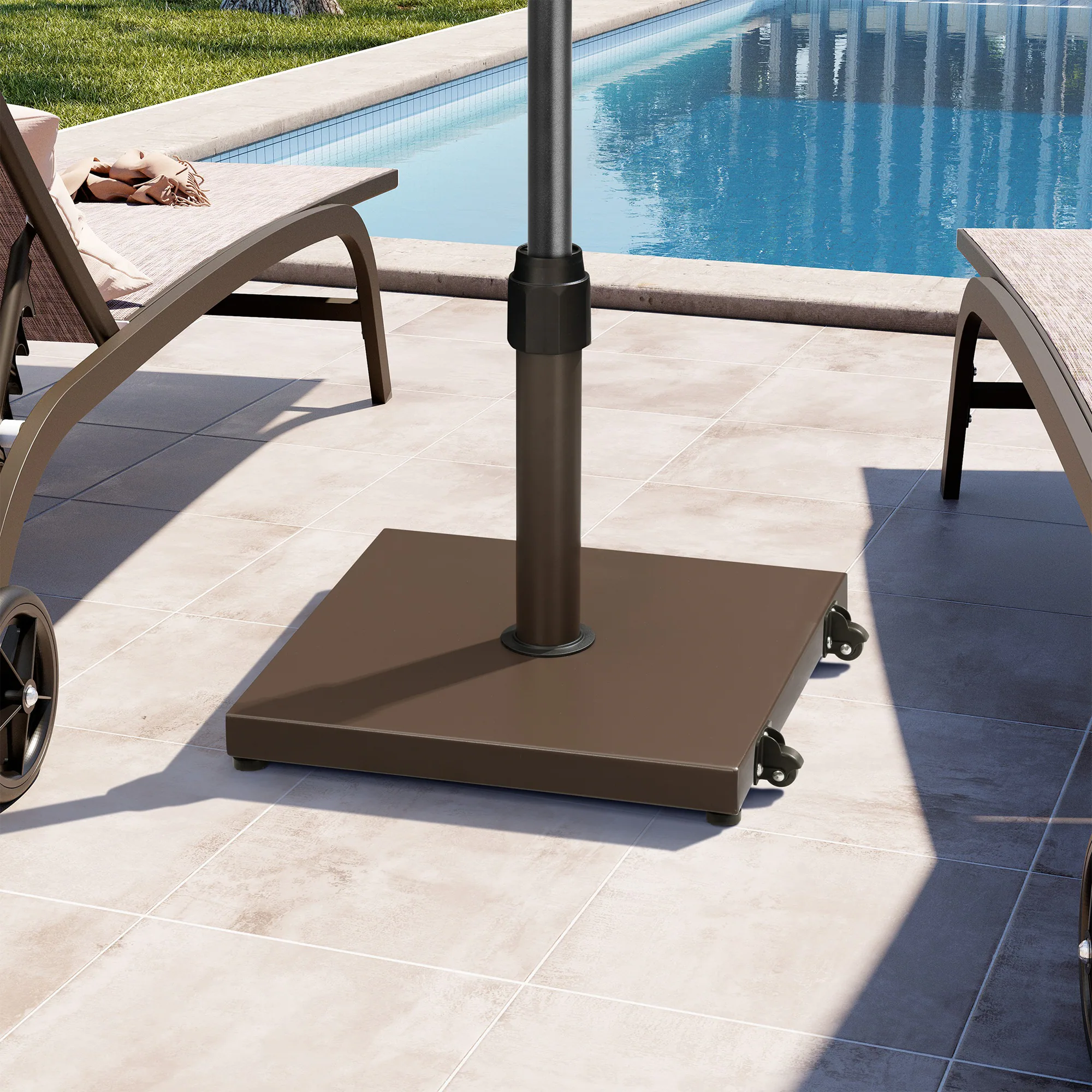 Back. Crestlive Products - Crestlive Products 42lbs Patio Umbrella Base with Wheels Heavy Duty for Outdoor Use Wind-Resistant Design - Brown.