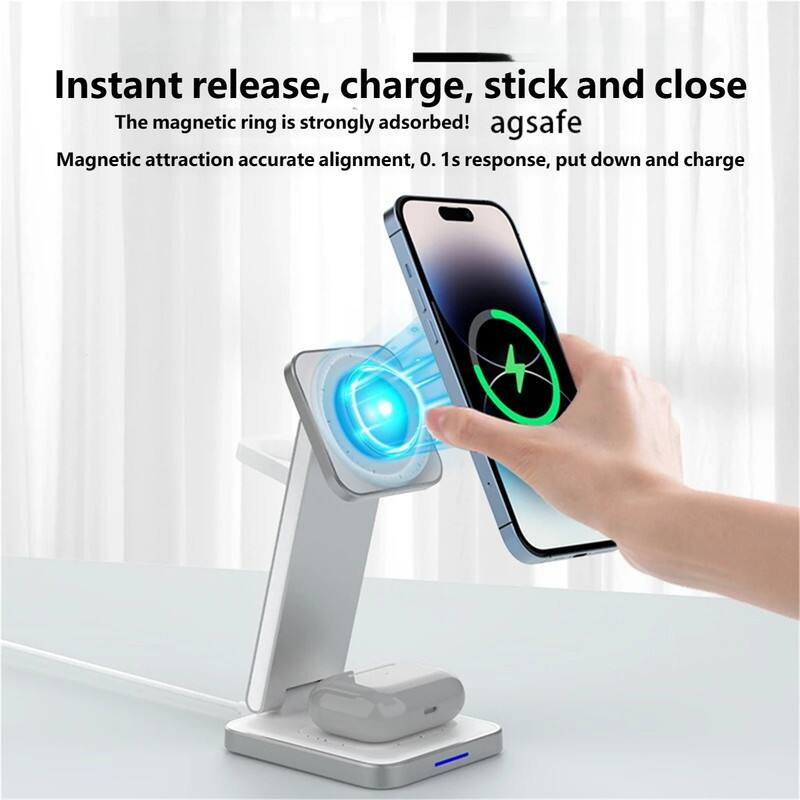 Instant release, charge, stick and close  
The magnetic ring is strongly adsorbed! agsafe  
Magnetic attraction accurate alignment, 0.1s response, put down and charge