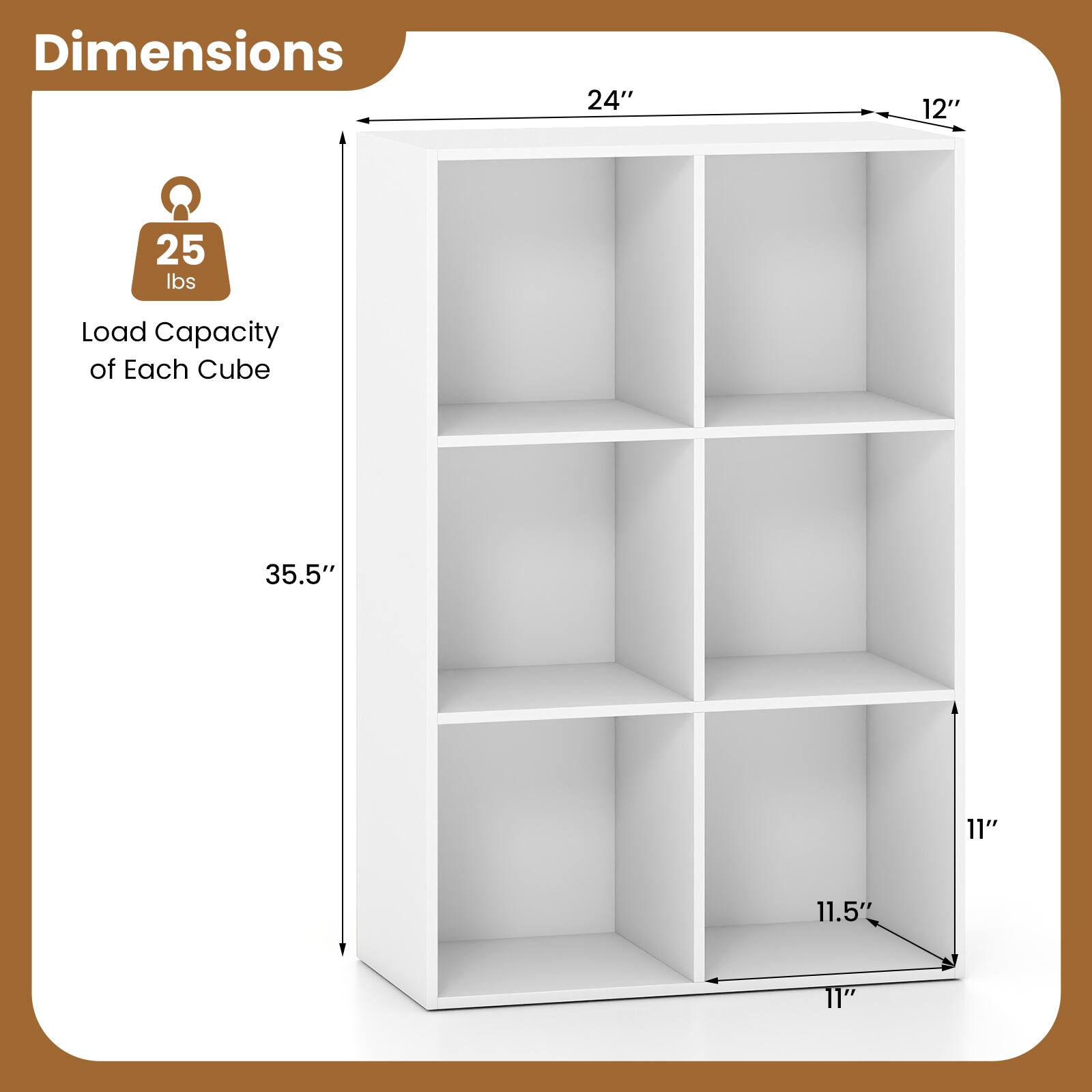 Costway 1 PCS 6 Cube Book Shelf, Tool Free Assembly, Storage Organizer ...
