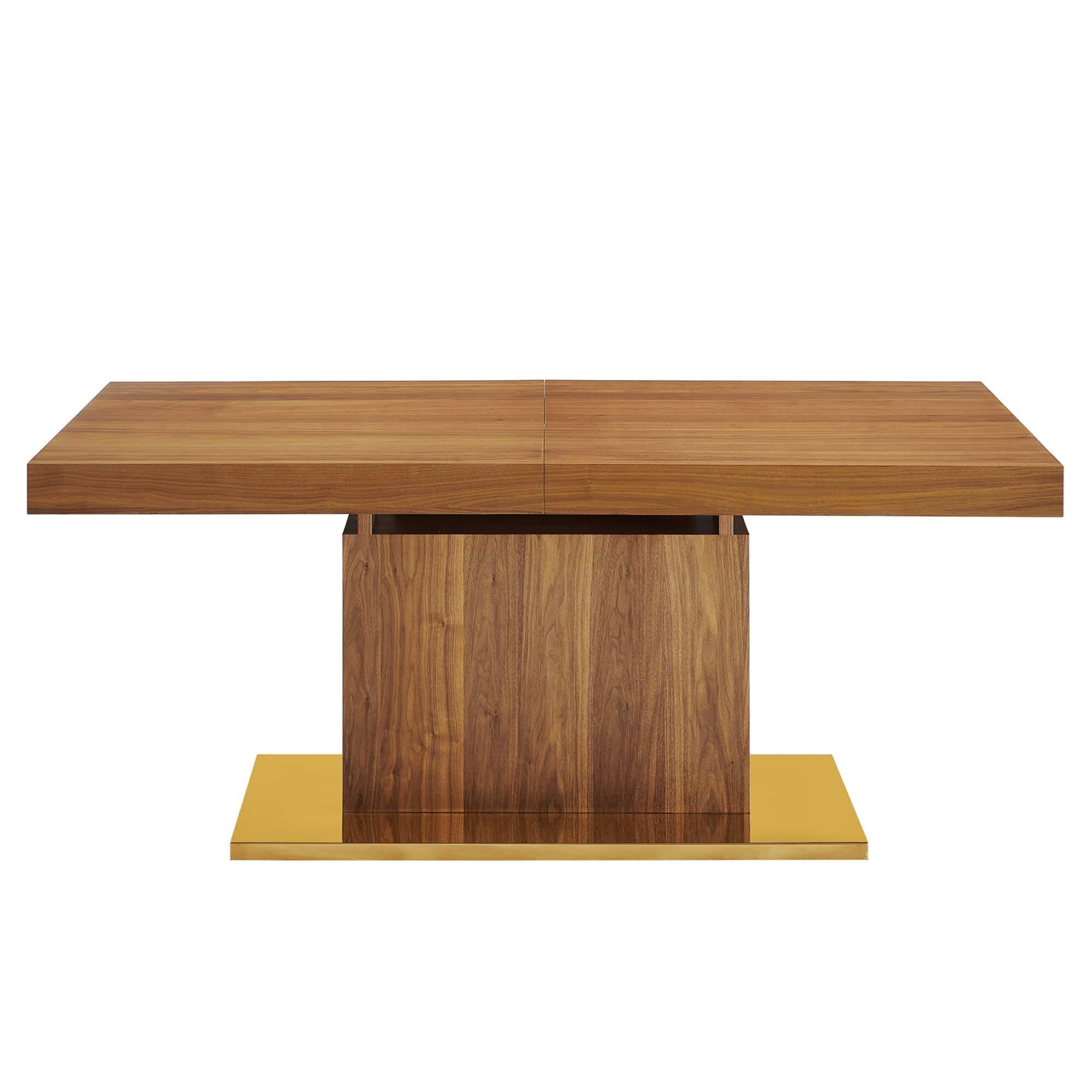 Left. Modway - Vector Expandable Dining Table by Modway - Walnut Gold.