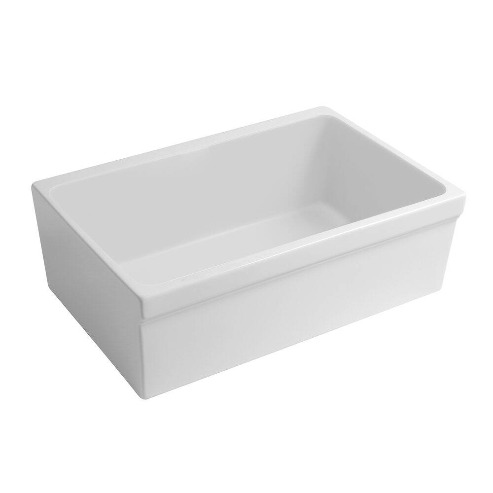 Left. Whitehaus - Glencove 30" Reversible Matte Kitchen Fireclay Sink - White.