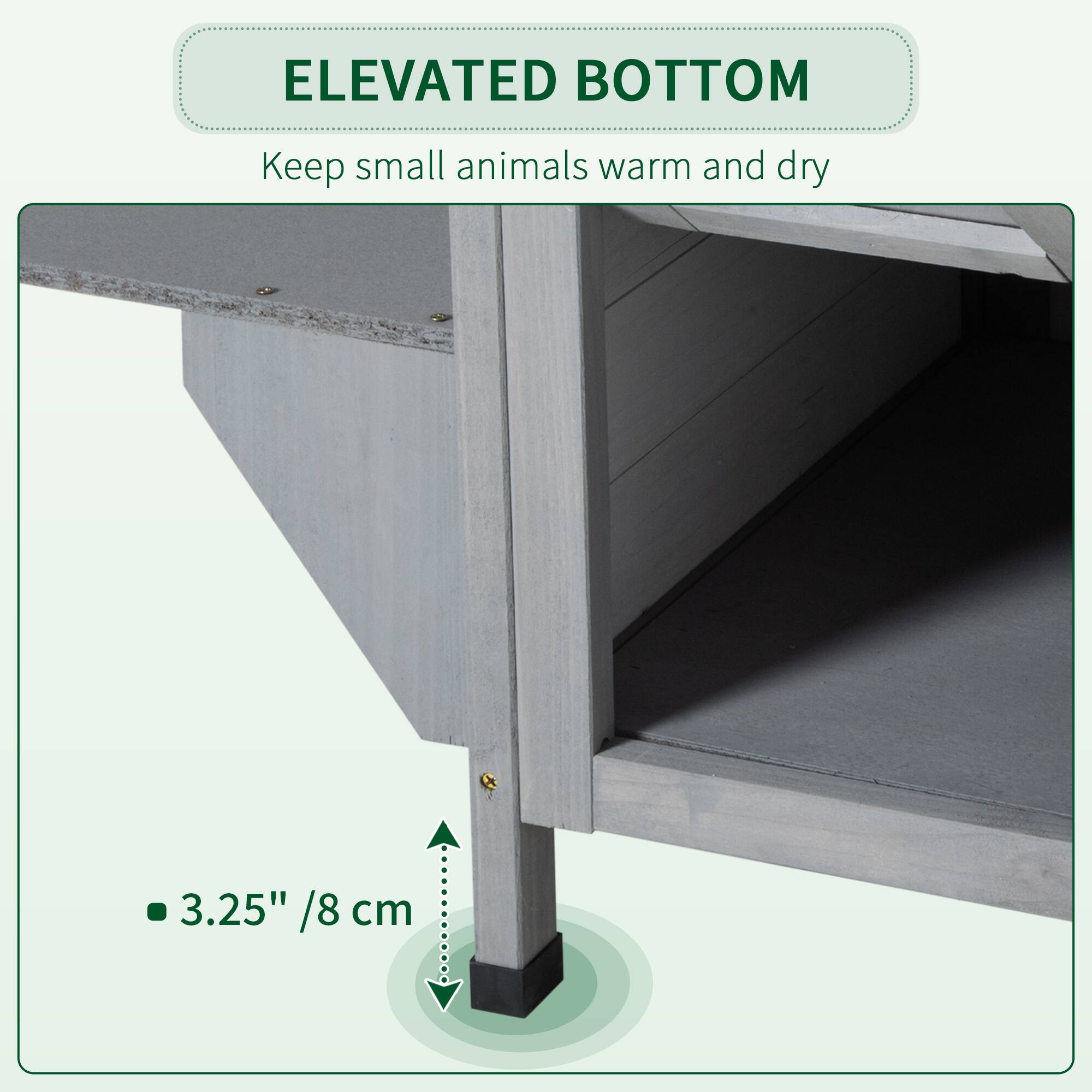 ELEVATED BOTTOM  
Keep small animals warm and dry  

3.25" / 8 cm