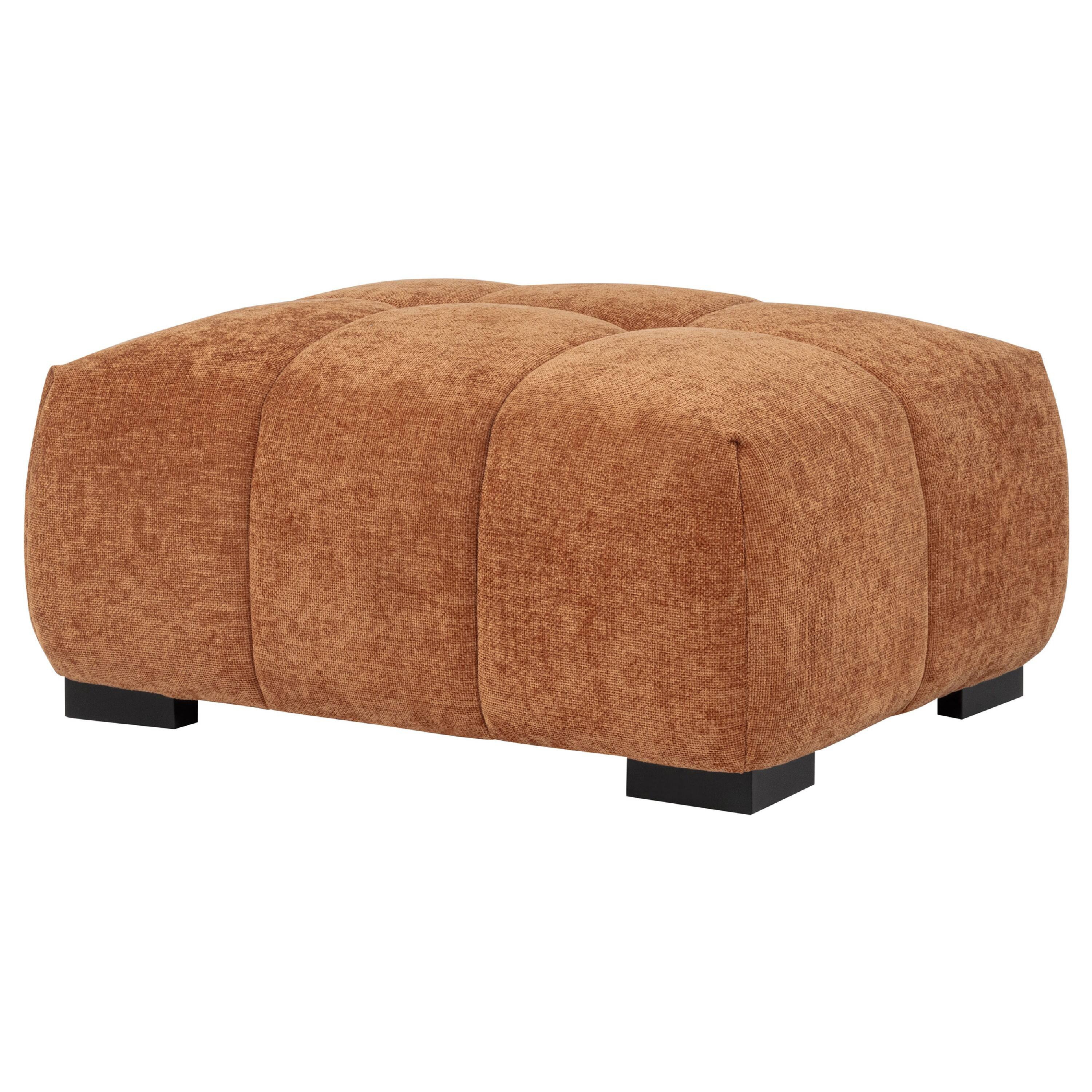 Alt View 3. Manhattan Lane - Hecy Ottoman, Grid Tufted, Plush Orange Upholstery, 39 Inch - Orange, Black.