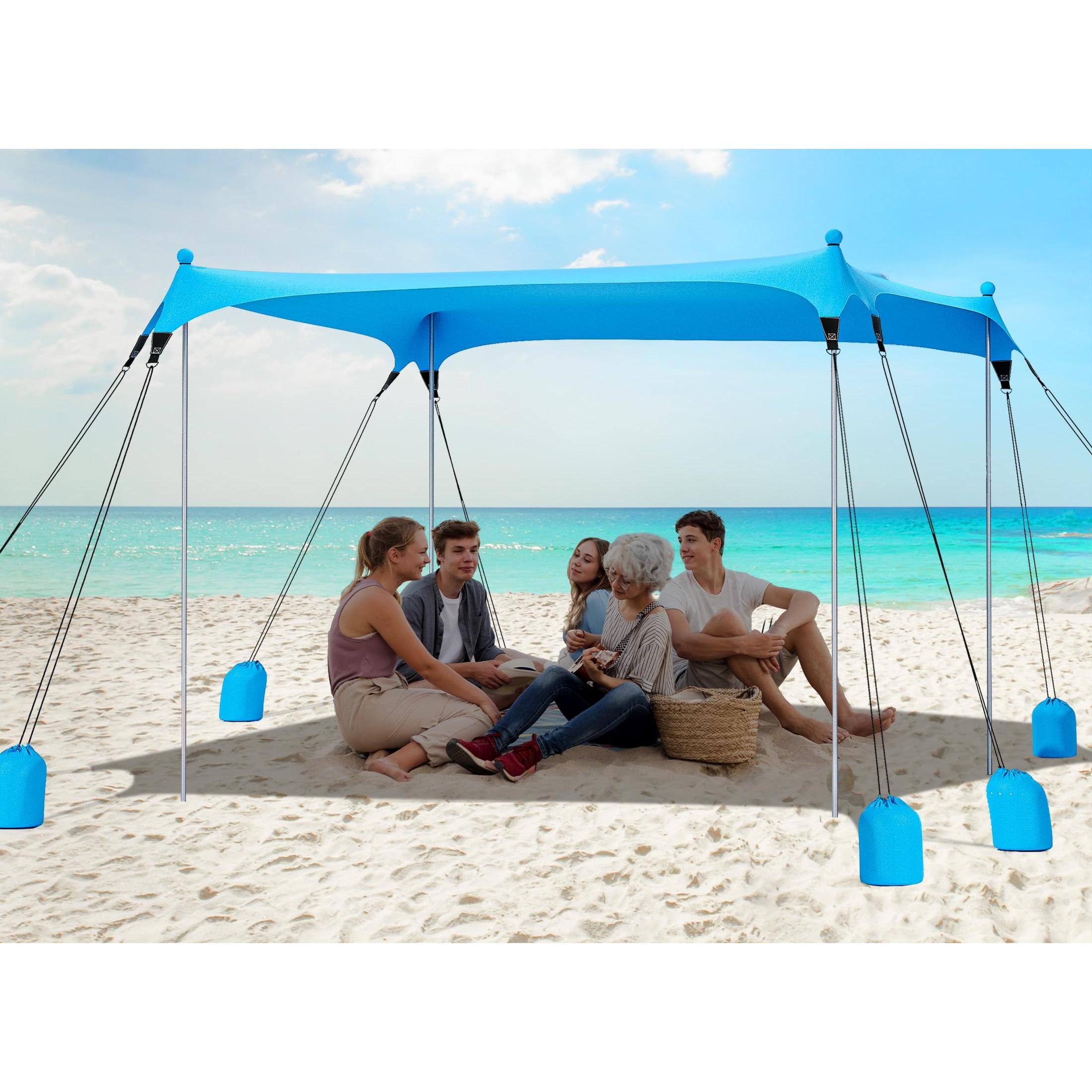 Paradigms Interiors - Beach Tent Sun Shelter With Upf50 Protection Windproof Pop Up Shade For Family Travel Camping Easy Setup Umbr - Skyblue-12 X 12 FT