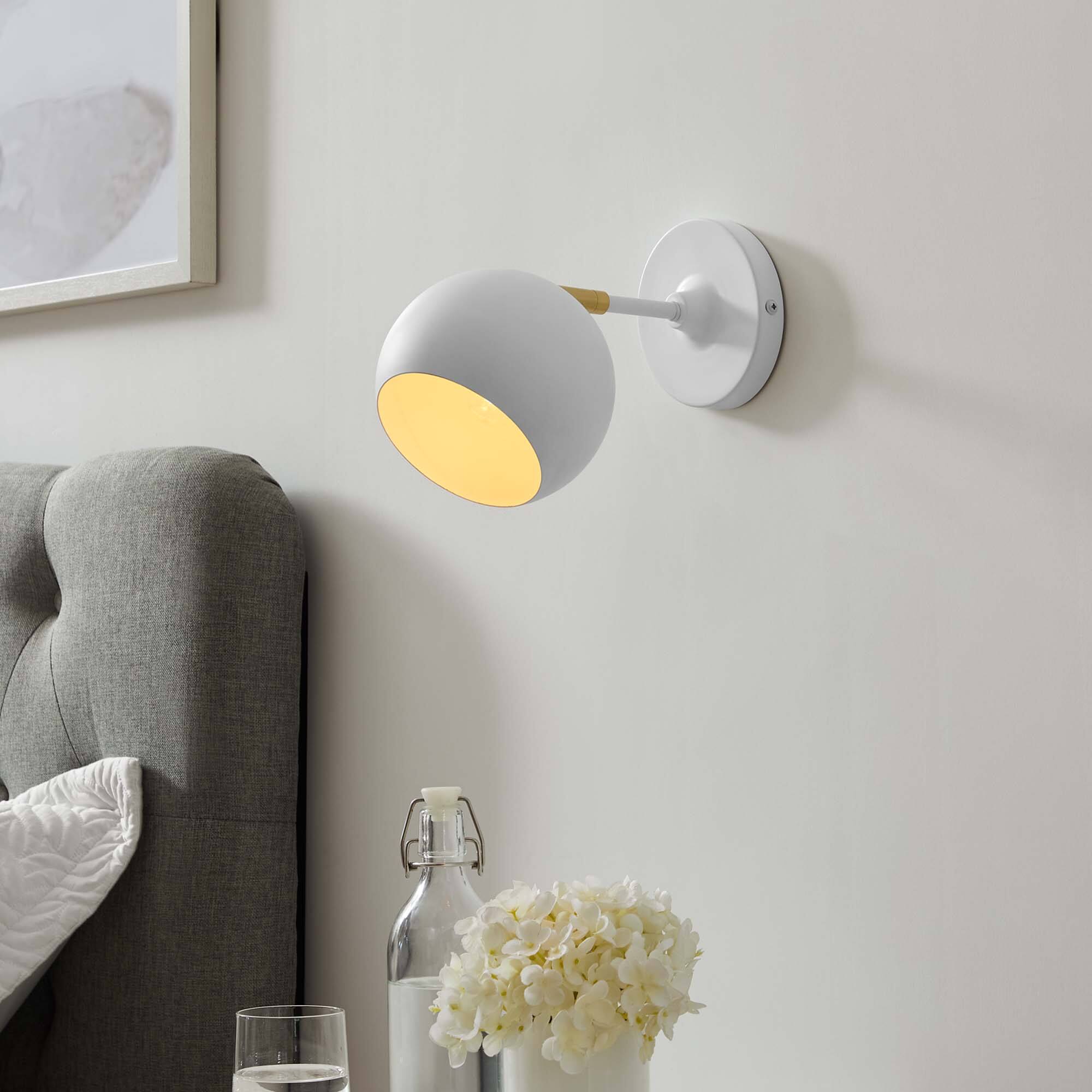 Alt View 1. Modway - Chalice 4" Swing-Arm Metal Wall Sconce by Modway - White.