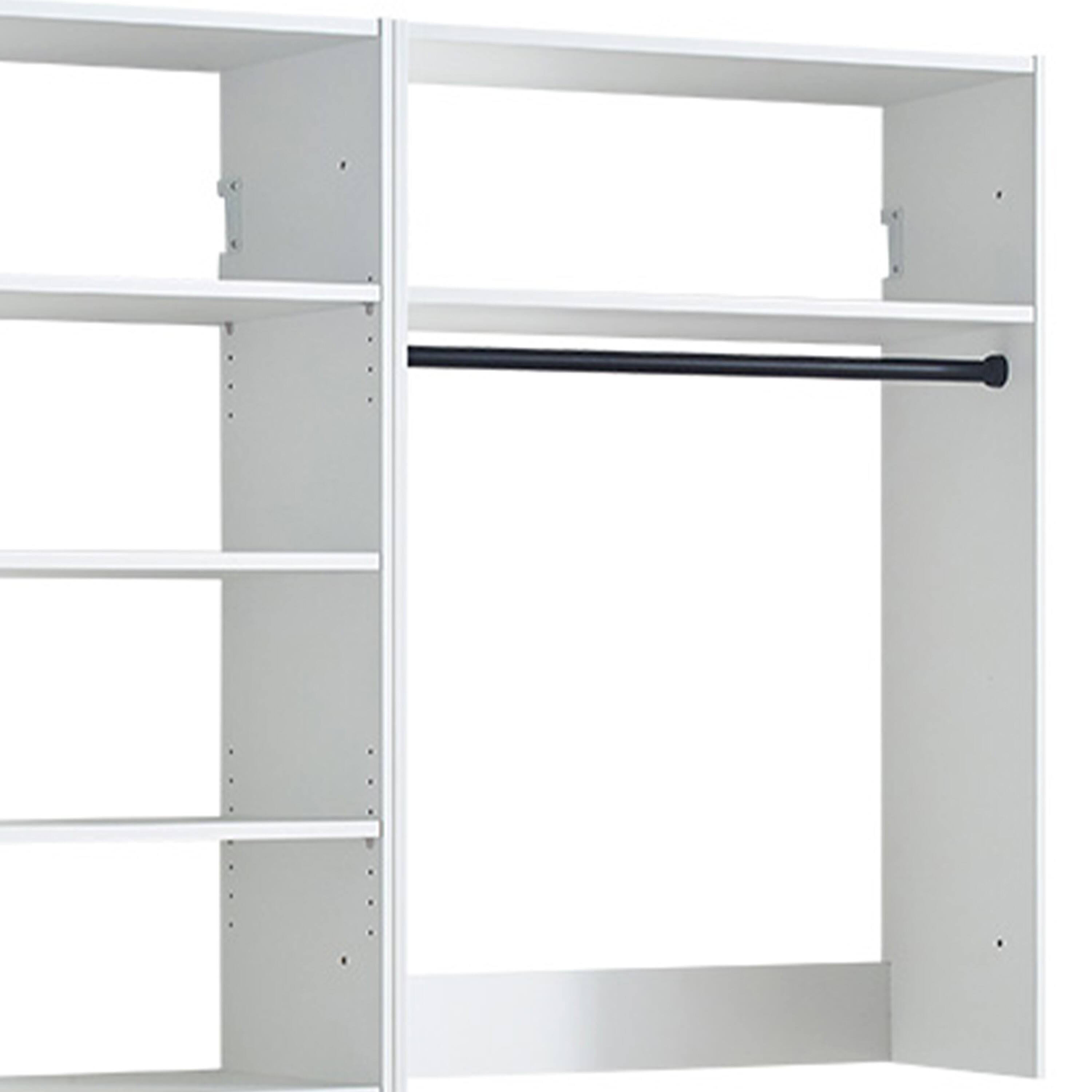 Angle. Manhattan Lane - Vedz Walk in Closet w 2 Drawers, 6 Shelves, 2 Hanging Rods, White Wood - White.
