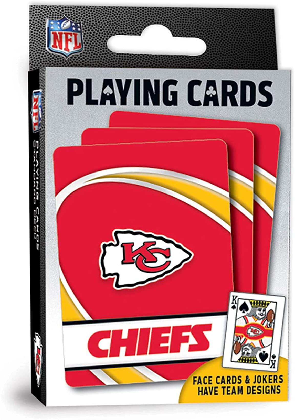 NFL PLAYING CARDS NE STANCARE PLAYIN TECHE CAHDE KS K CHIEFS K FACE CARDS & JOKERS HAVE TEAM DESIGNS