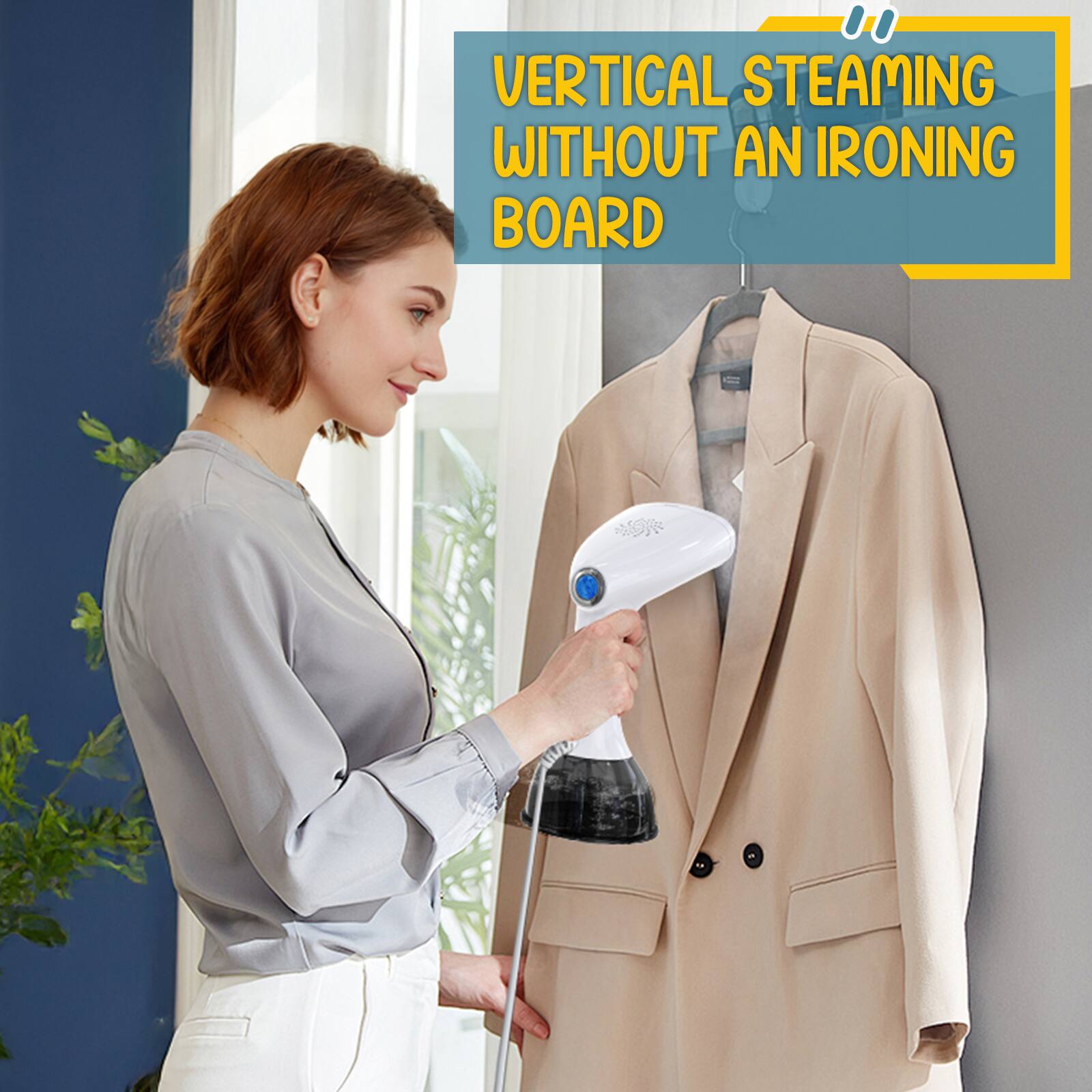 VERTICAL STEAMING WITHOUT AN IRONING BOARD