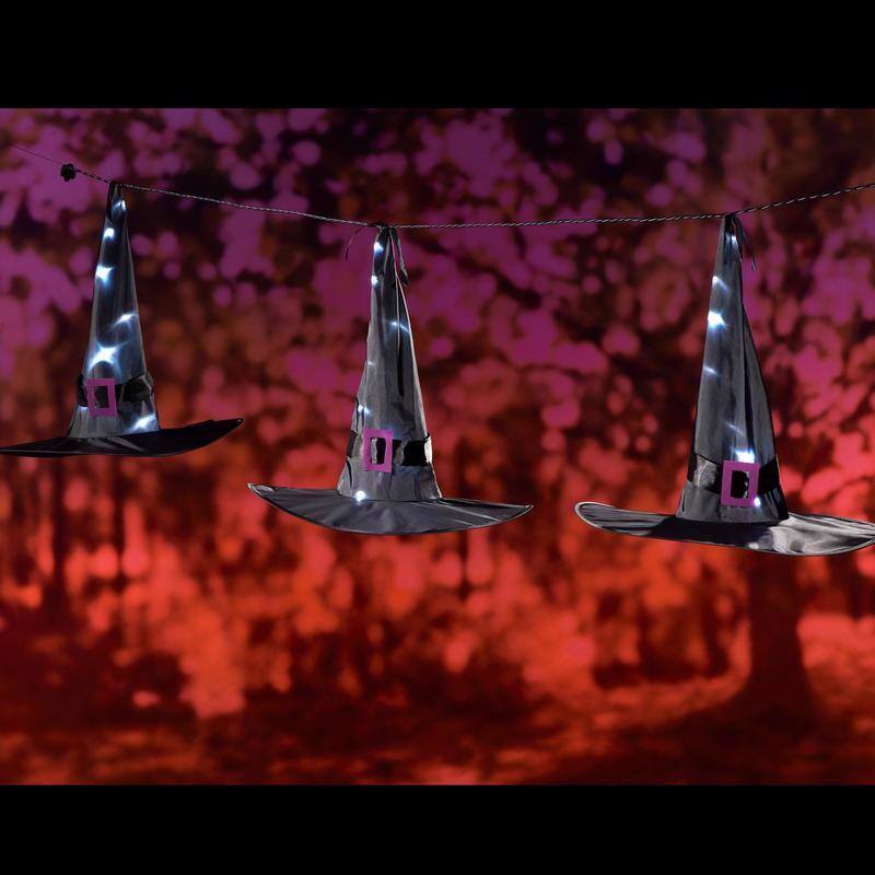 Front. Celebrations - Cool White 21 ct LED Prelit Witch Hats Lights - White.