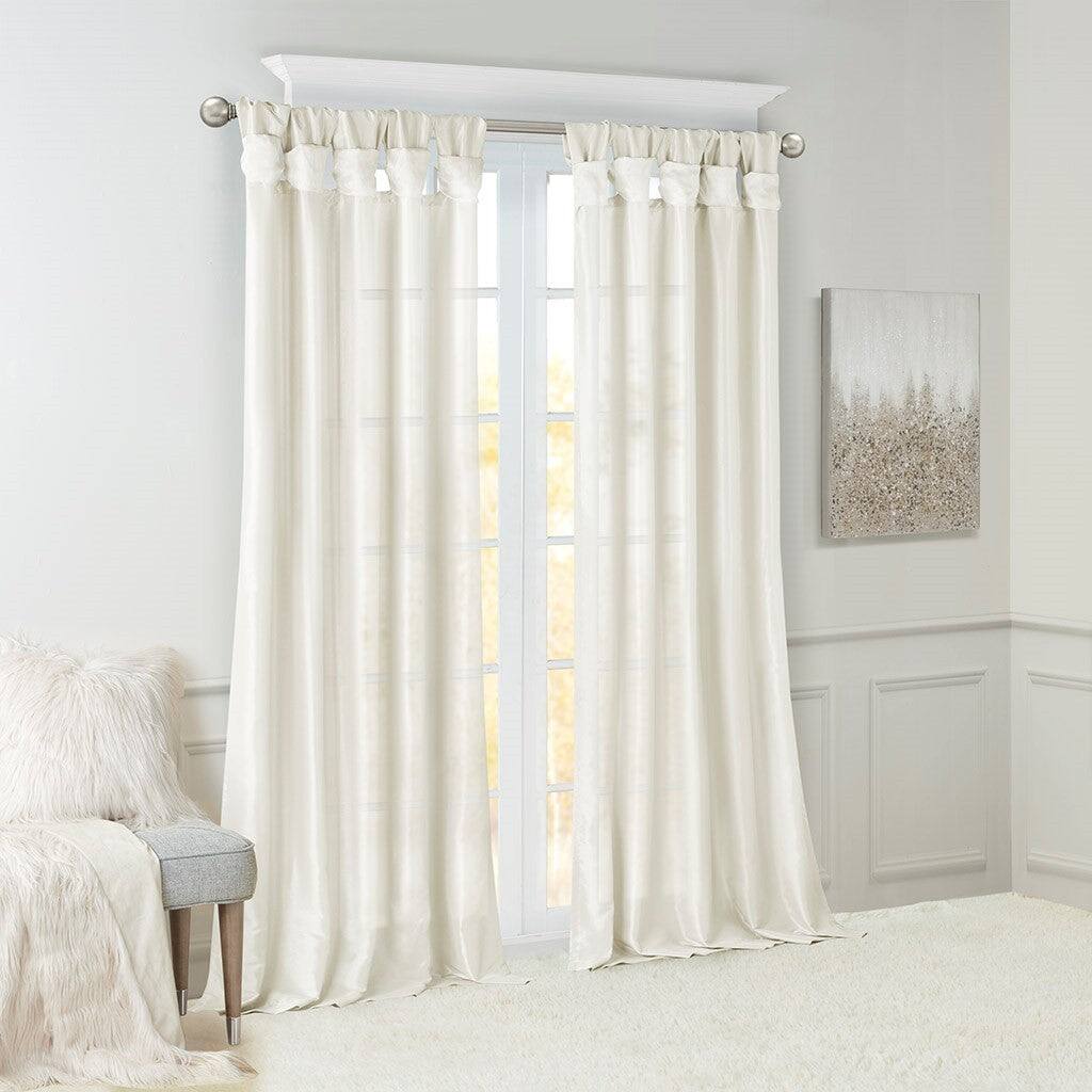 BreeBe - Twist Tab Lined Window Curtain Panel 50x108' - White