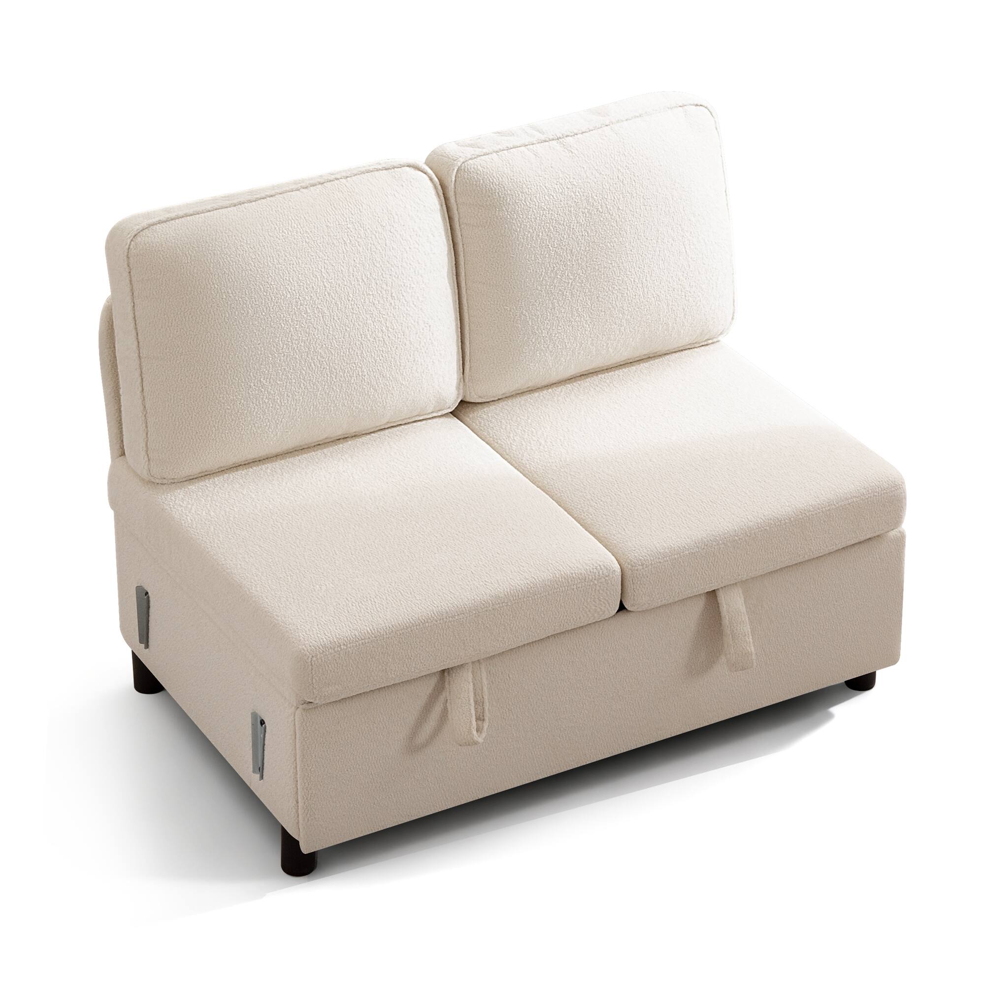Alt View 6. Brick Attic - 4 to 7 Seat Modular Pull Out Sofa Bed with Storage Ottoman Washable Covers and Side Pockets for Living Room - WH-4 Seat - Pull Out.