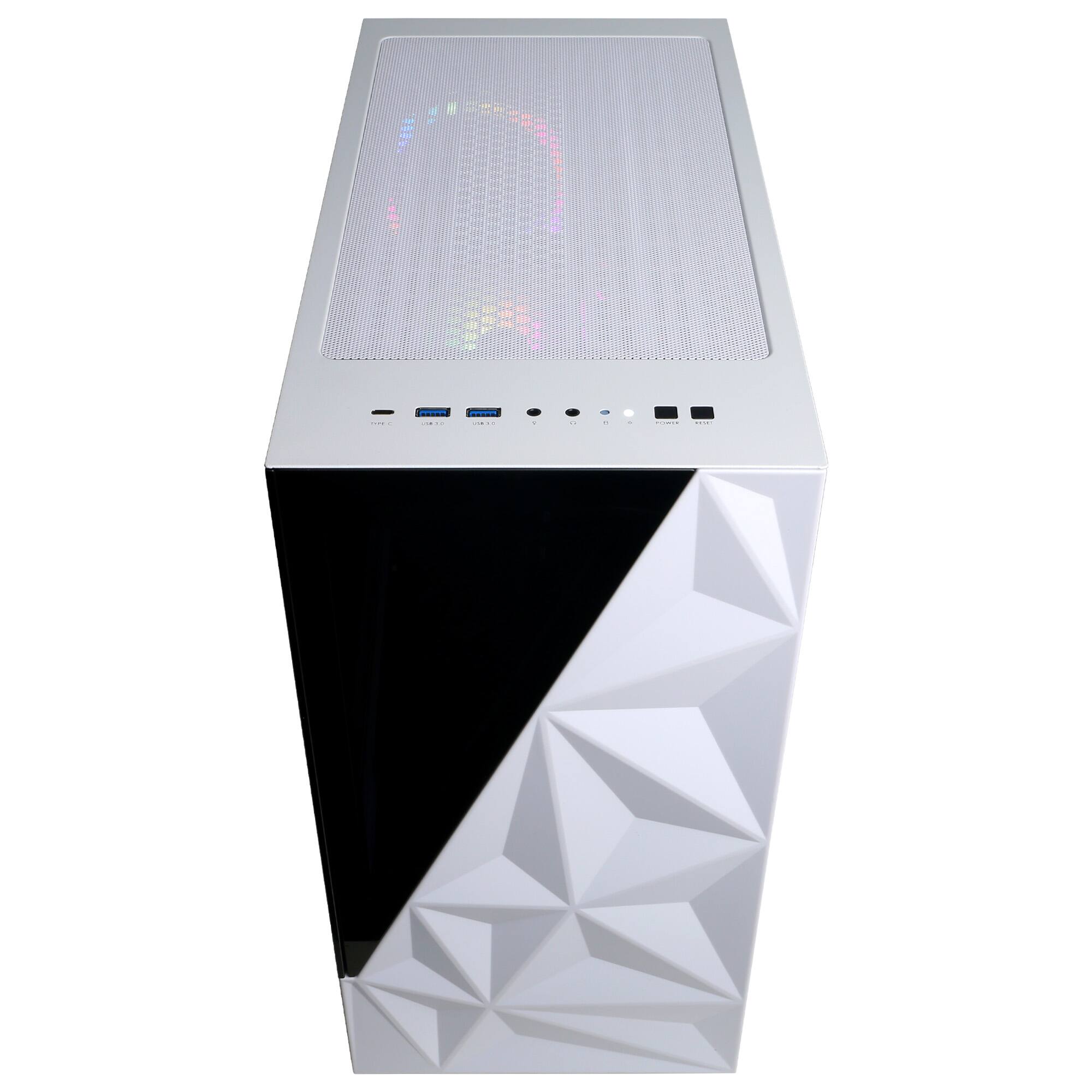 Alt View 3. CyberPowerPC - Gaming Desktop - AMD Ryzen 5 8400F - NVIDIA GeForce RTX 5060 8GB - 16GB DDR5 - 2TB PCIe 4.0 SSD - White.