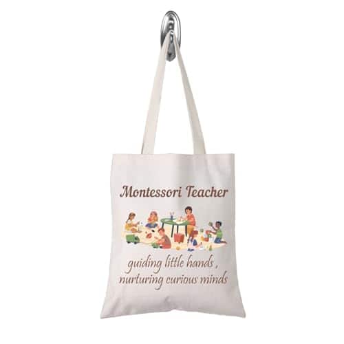 DORLUKFU - Future Montessori Gift Montessori Teachers Tote Bag Tower Moveable Alphabet Montessori Mom Gift - Montessori Tote