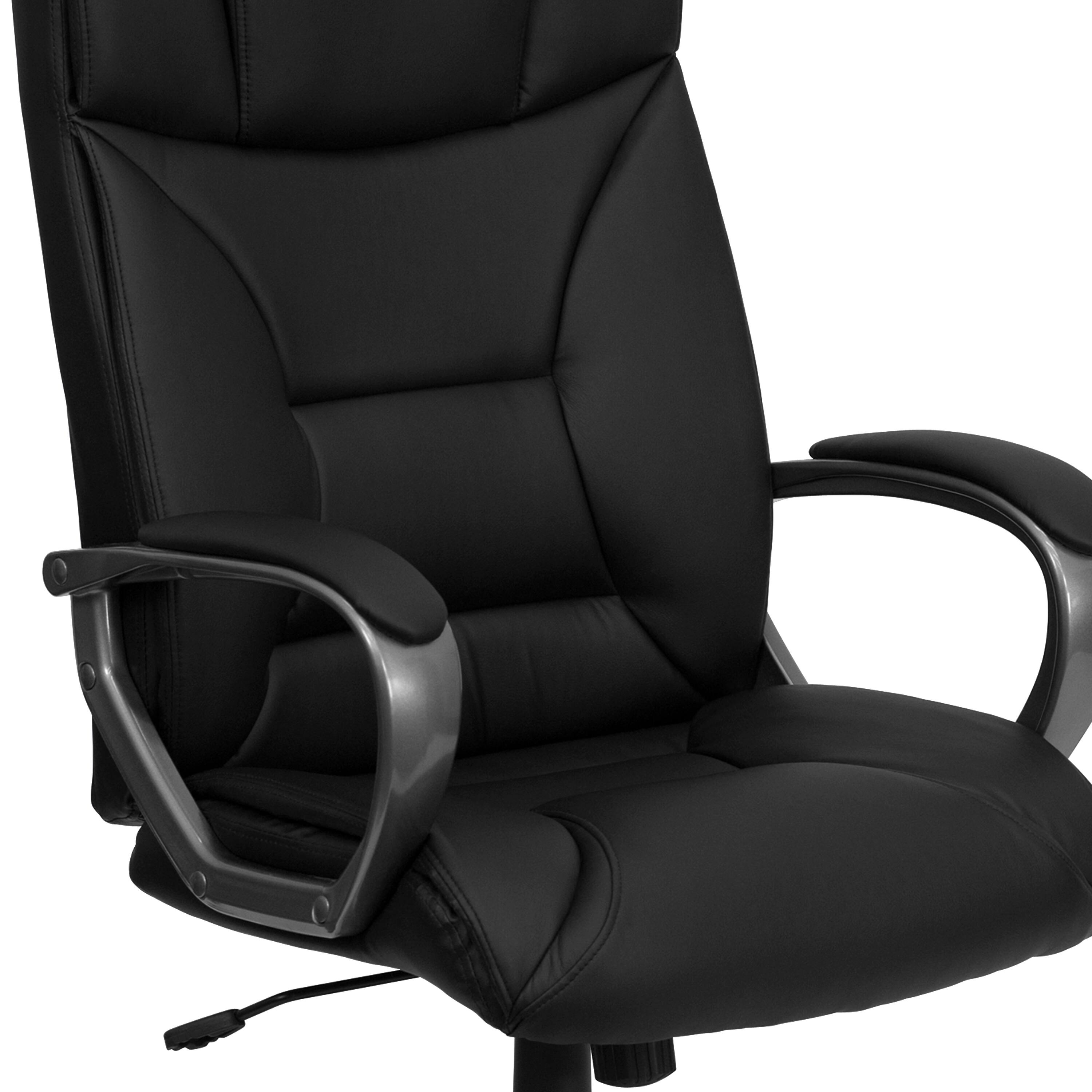 Alt View 8. Emma + Oliver - High Back Leather Executive Swivel Office Chair with Lip Edge Base and Arms - Black.