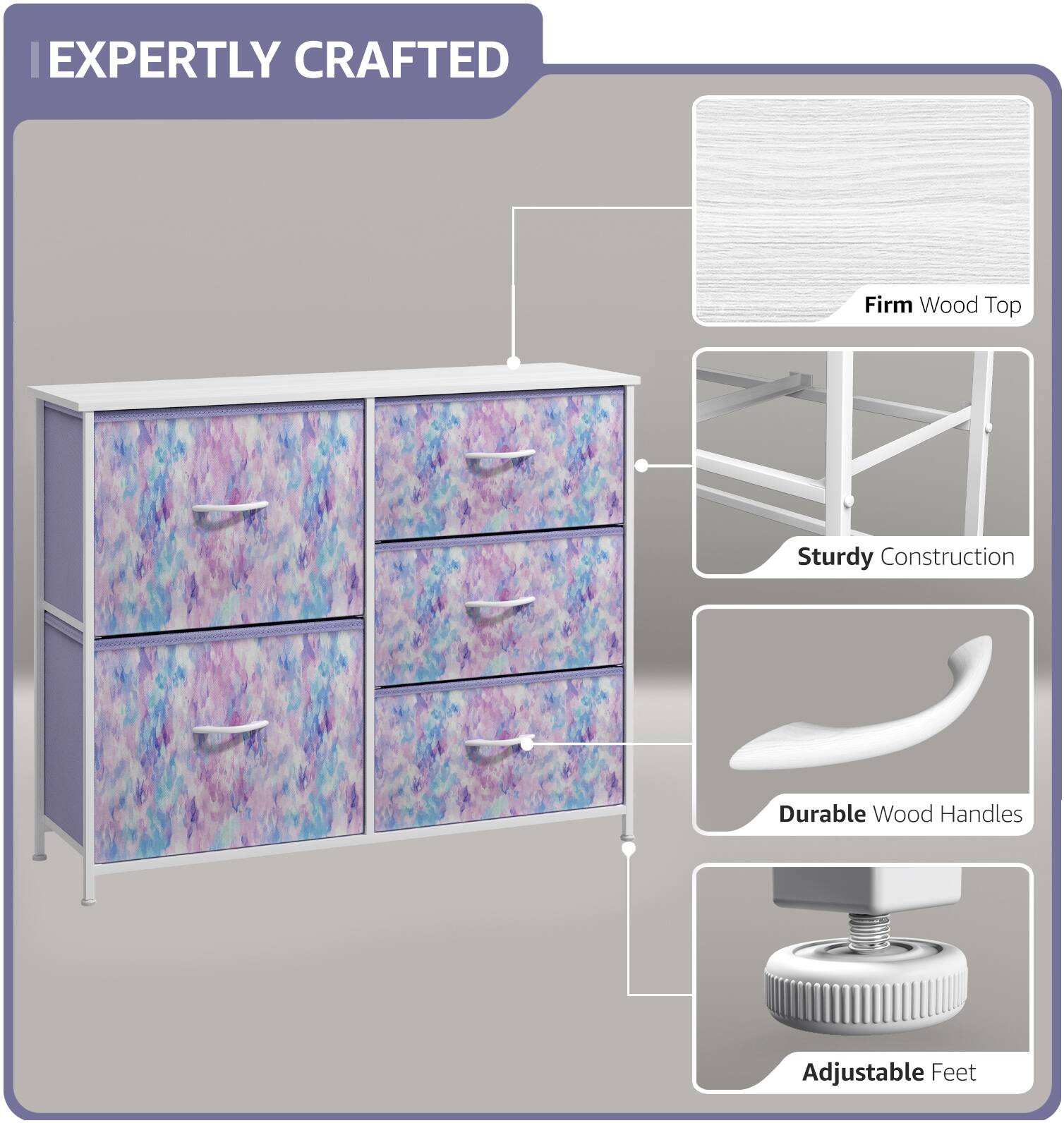 EXPERTLY CRAFTED

- Firm Wood Top
- Sturdy Construction
- Durable Wood Handles
- Adjustable Feet
