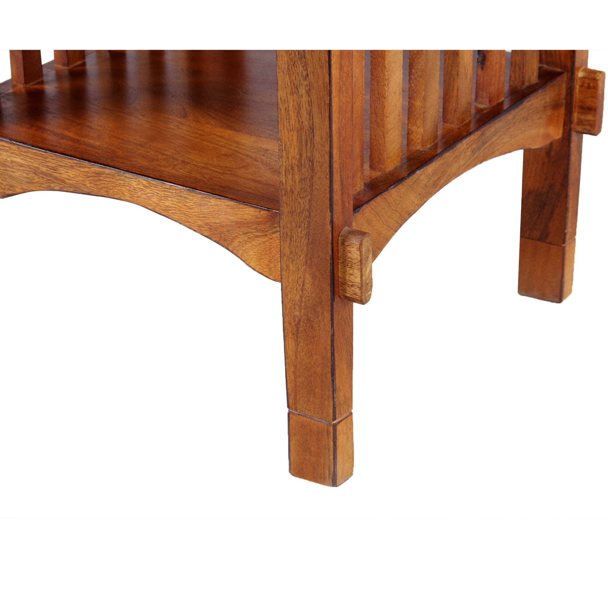 Alt View 4. Manhattan Lane - Spacious Mango Wood Telephone Stand with Slatted Side Panels - Brown.