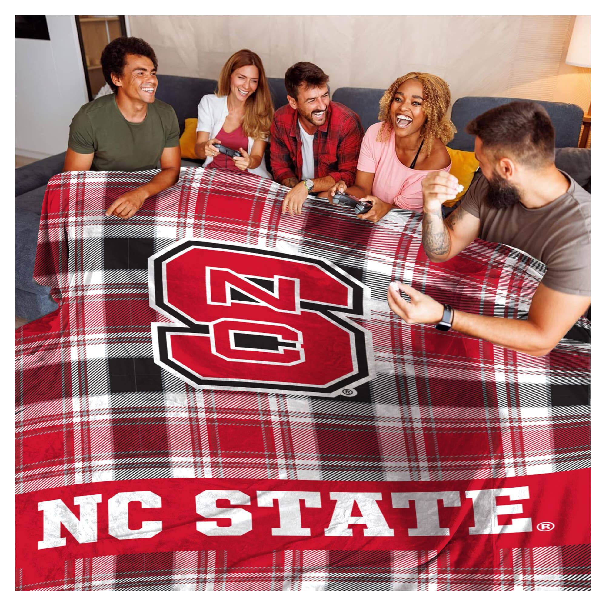 Alt View 1. Pegasus - NC State Wolfpack 66" x 95" Oversized Plaid FAN-mily Ultra Cozy Blanket - Multicolor.