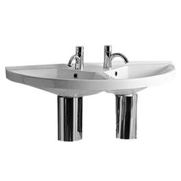 Whitehaus - Isabella Collection Large U-Shaped Wall Mount Double Basin - White