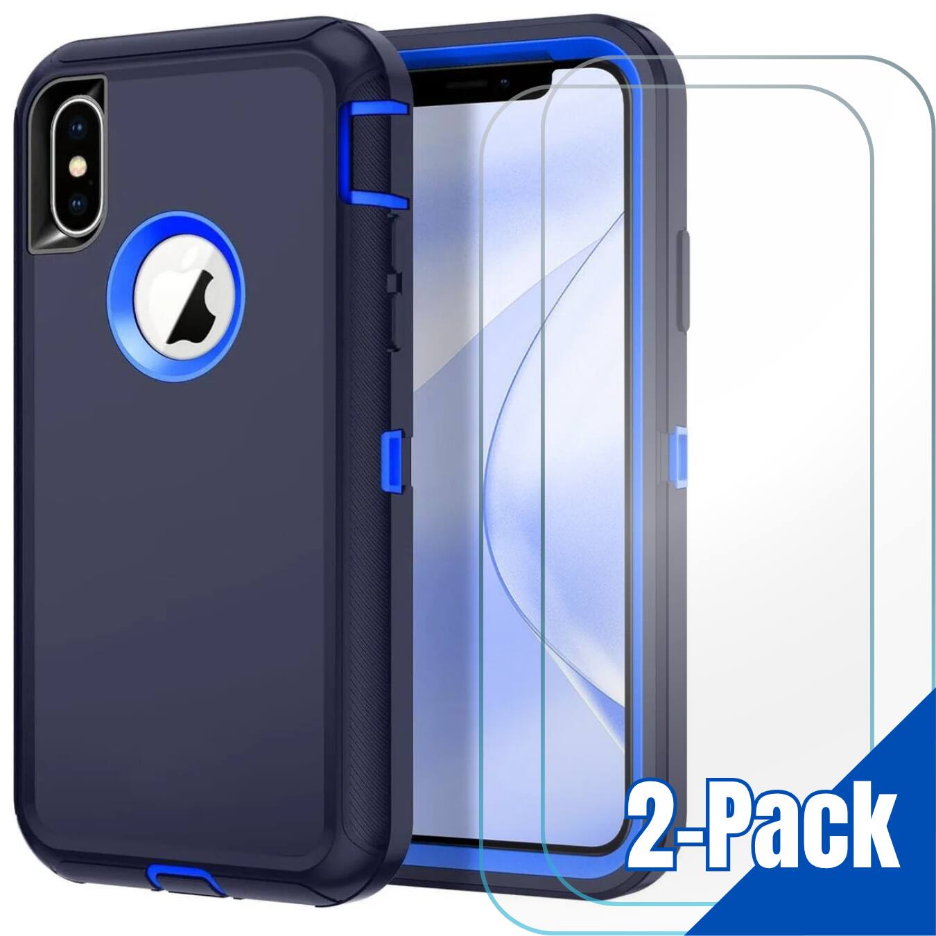 Front. Entronix - Entronix Heavy Duty Bundle for iPhone XS Max with 2 Clear Screen Protectors - Navy Blue.
