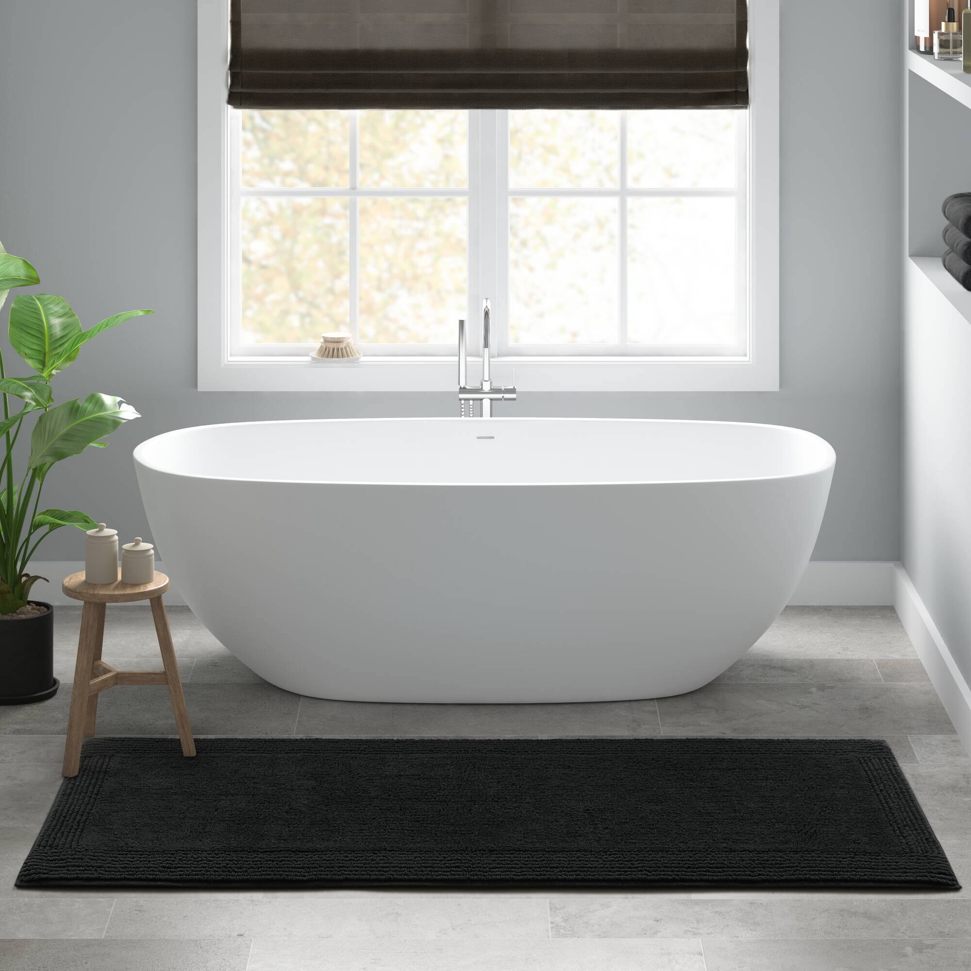 Alt View 2. APRILSOUL - 1 PCS 17x24 100 Cotton Tufted 3000 GSM Reversible Bath Rug Black - Black.