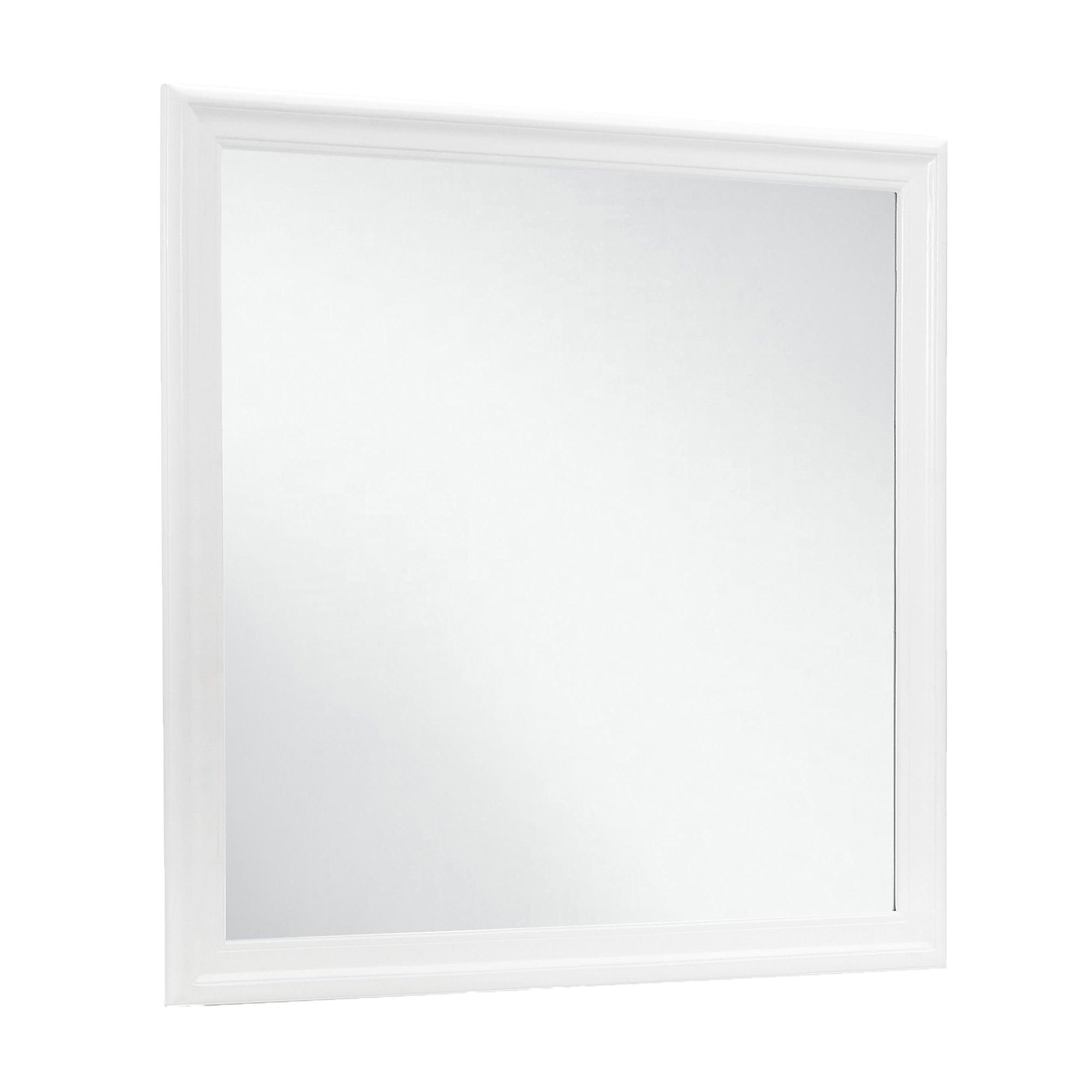 Back. BreeBe - Charlston White Mirror with LED Lighting and Tempered Glass in Solid Wood Frame - White.
