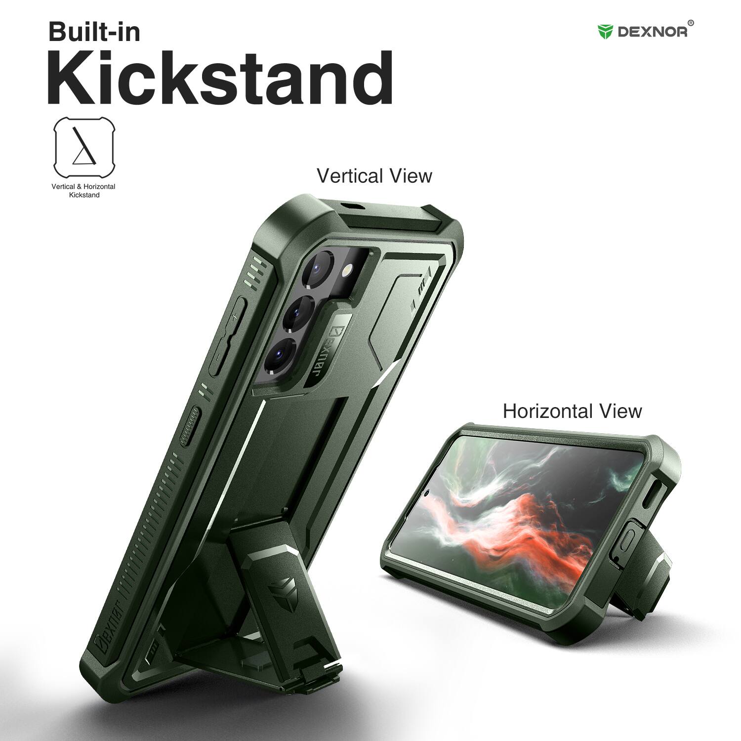 Built-in Kickstand

Vertical View

Horizontal View

DEXNOR III

Vertical & Horizontal Kickstand