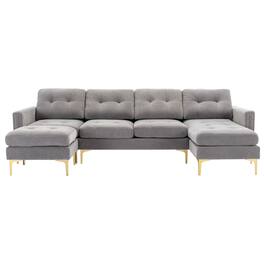 Boyel Living - Versatile 110.6 inch L-Shape Convertible Sofa with Movable Ottoman for Living Room, Apartment, Office in Light Gray - Light Gray