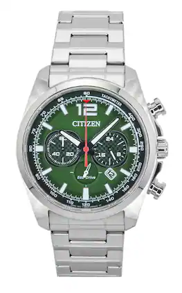 Citizen - Eco-Drive Chronograph Stainless Steel Dial CA4640-50X 100M Men's Watch - Green