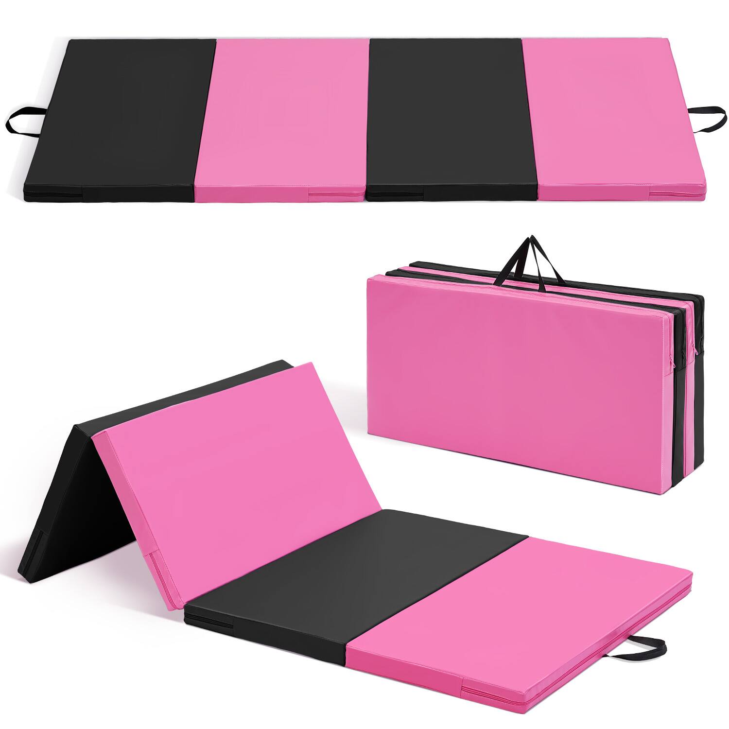 Ainfox 3'x6'x2'' 4 Panel Folding Gymnastics Mat, Exercise Gym Tumbling ...