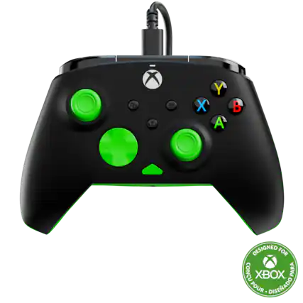 Designed for Xbox - Green and black controller.