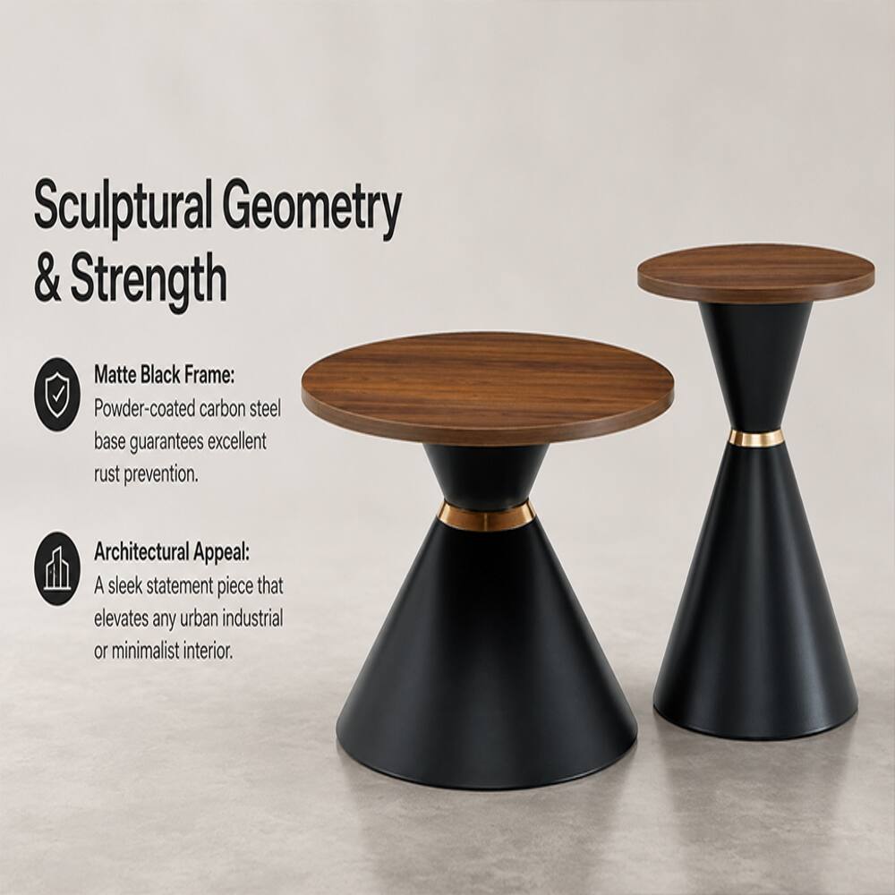 Sculptural Geometry & Strength

Matte Black Frame: Powder-coated carbon steel base guarantees excellent rust prevention.

Architectural Appeal: A sleek statement piece that elevates any urban industrial or minimalist interior.