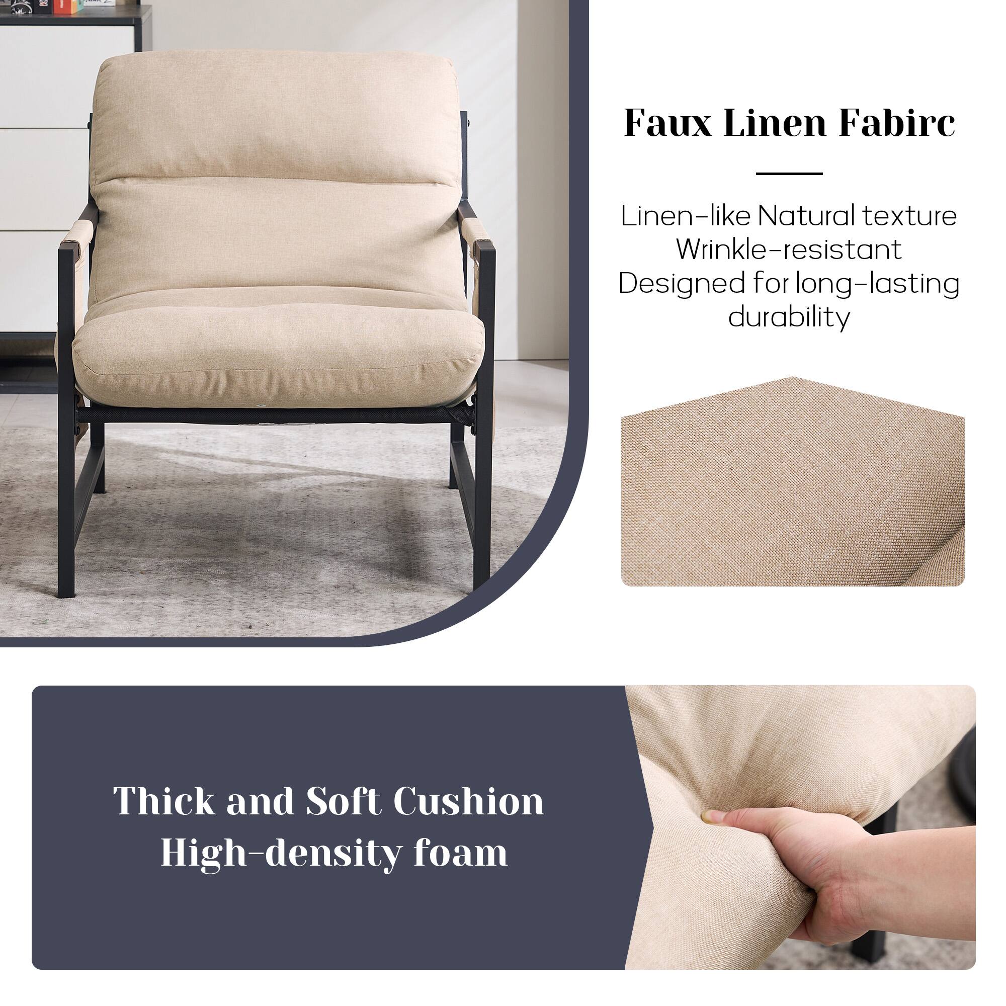 I Faux Linen Fabric Linen-like Natural texture Wrinkle-resistant Designed for long-lasting durability Thick and Soft Cushion High-density foam