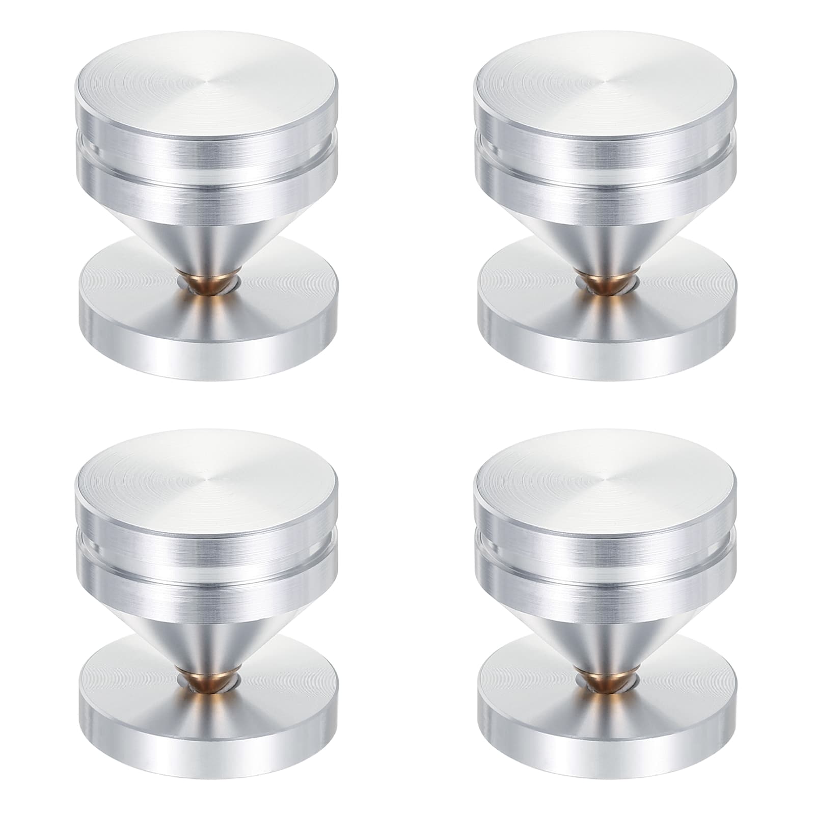 Unique Bargains - 4pcs Speaker Spike Kit Shockproof Adjustable Aluminum Alloy Spike Isolation with Pads Mat for Subwoofer - Silver