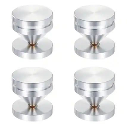 Front. Unique Bargains - 4pcs Speaker Spike Kit Shockproof Adjustable Aluminum Alloy Spike Isolation with Pads Mat for Subwoofer - Silver.