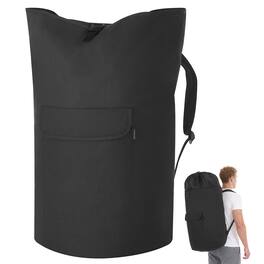 Songmics Home - Laundry Bag, Laundry Backpack 31.7 Gallons (120 L), Heavy-Duty, Large with Extendable Top, Oxford Fabric - Ink Black