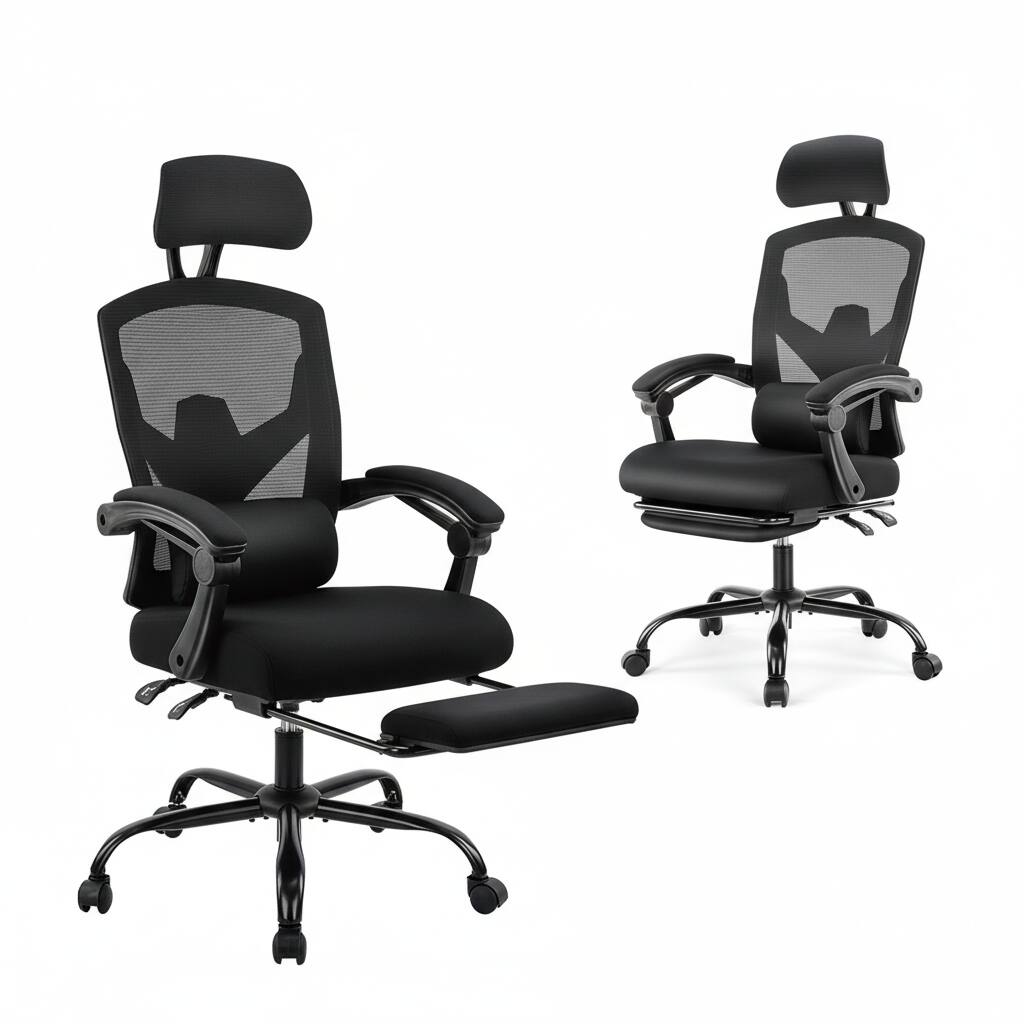 Alt View 6. AOITUN - Ergonomic Home Office Desk Chair with Lumbar Support, Swivel Mesh Chair, High Back, Grey - Black.