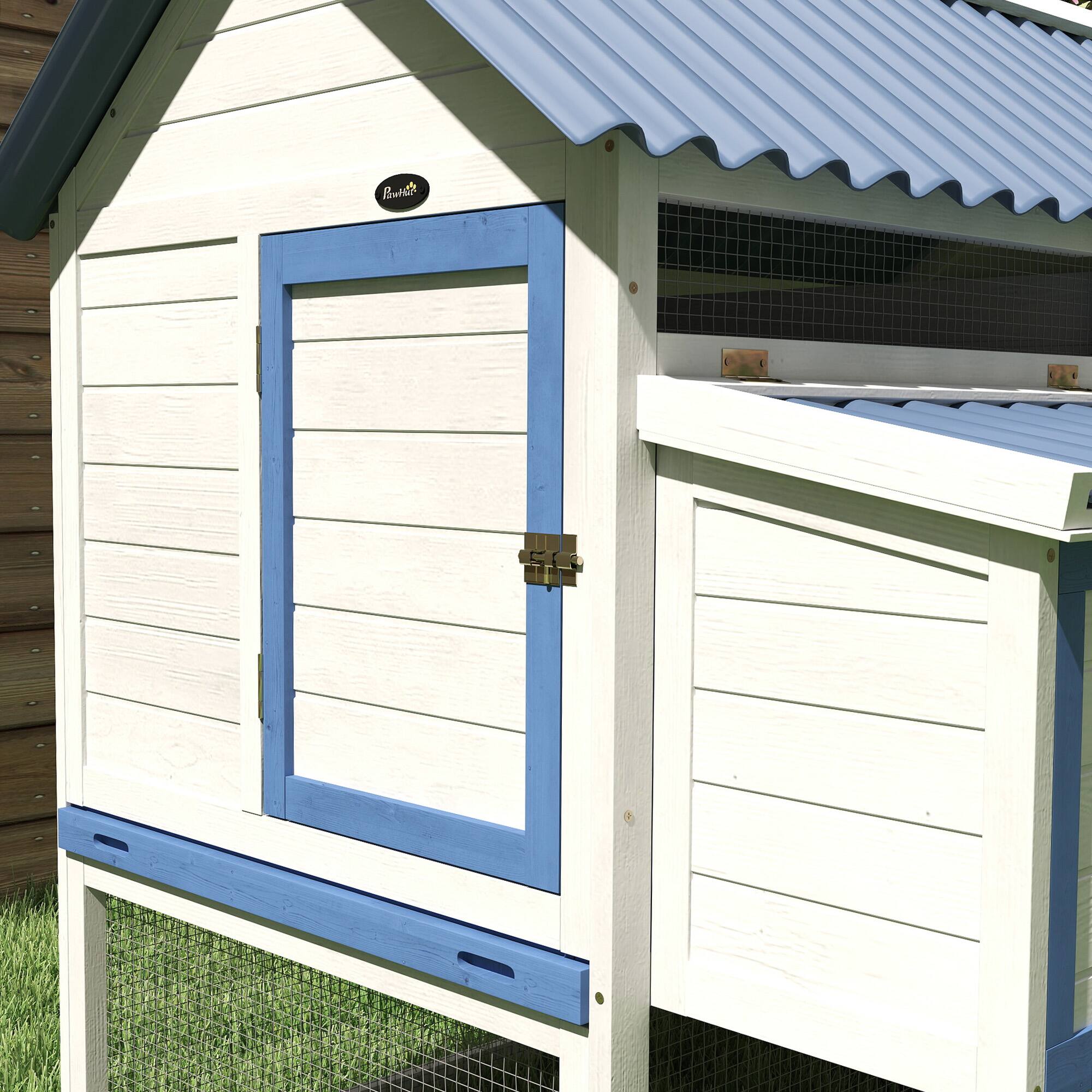 Alt View 5. Pawhut - 55.5" Chicken Coop, Wooden, Run Box, Nesting Box, Removable Tray, Ramp, Outdoor Backyard Poultry Cage.