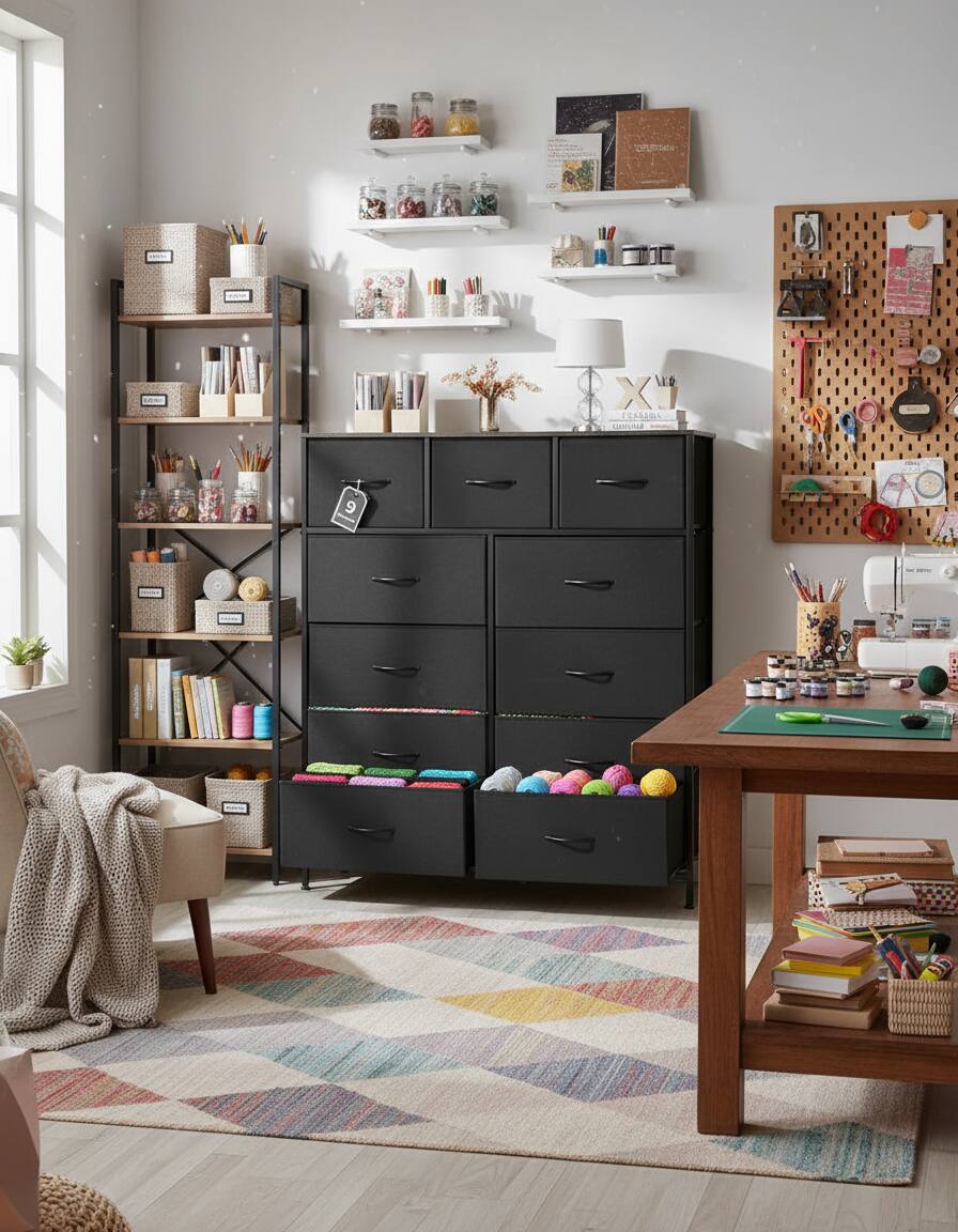 Alt View 6. AOITUN - Dresser Bedroom 9 Storage Drawers Tall for College Dorm - Organize with Ease - Black.
