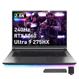 ASUS - ROG Strix 18" Gaming Laptop,Ultra 9 275HX,64GB RAM,2TB SSD+1TB Dock Set,RTX 5060,Backlit Keyboard,Win 11 Pro - Gray