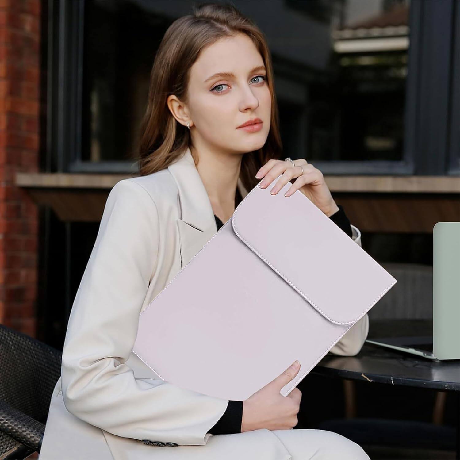 Alt View 1. mosiso - Faux Suede Leather Laptop Sleeve Case 13.3 Inch with Accessory Pouch for MacBook Neo 13 / Air Pro 13 14 M5 M4 M3 M2 M1 - Dusty Lilac.