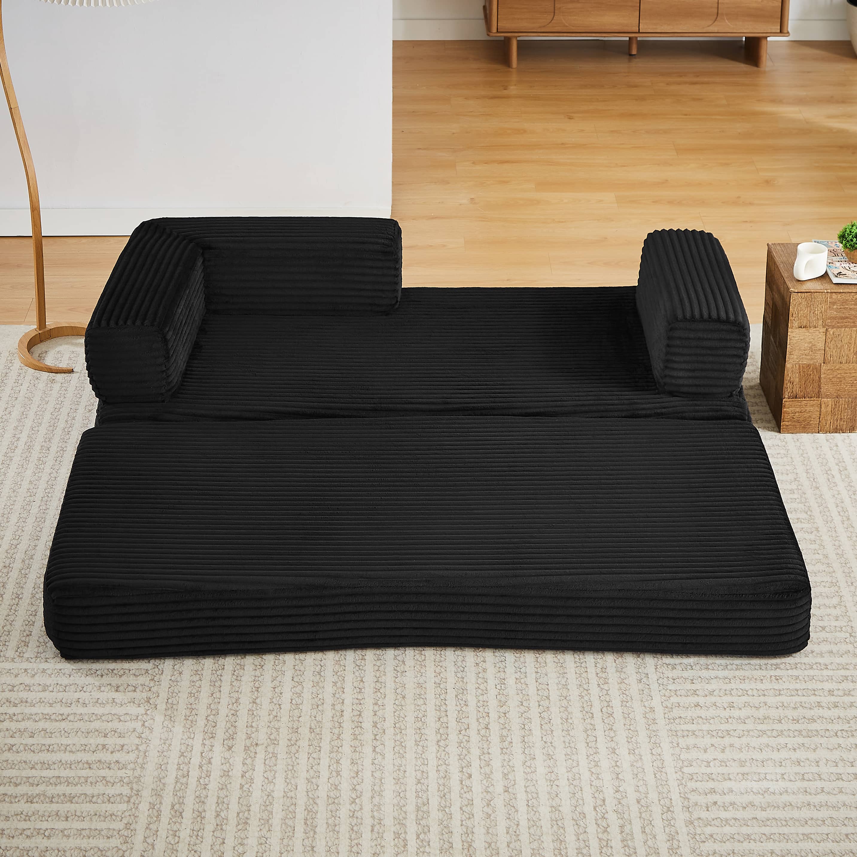 Back. Anysun - Anysun Modern Modular Classic Color Scheme Corduroy Fabric Boneless Loveseat Sofa, No Assembly - Black.