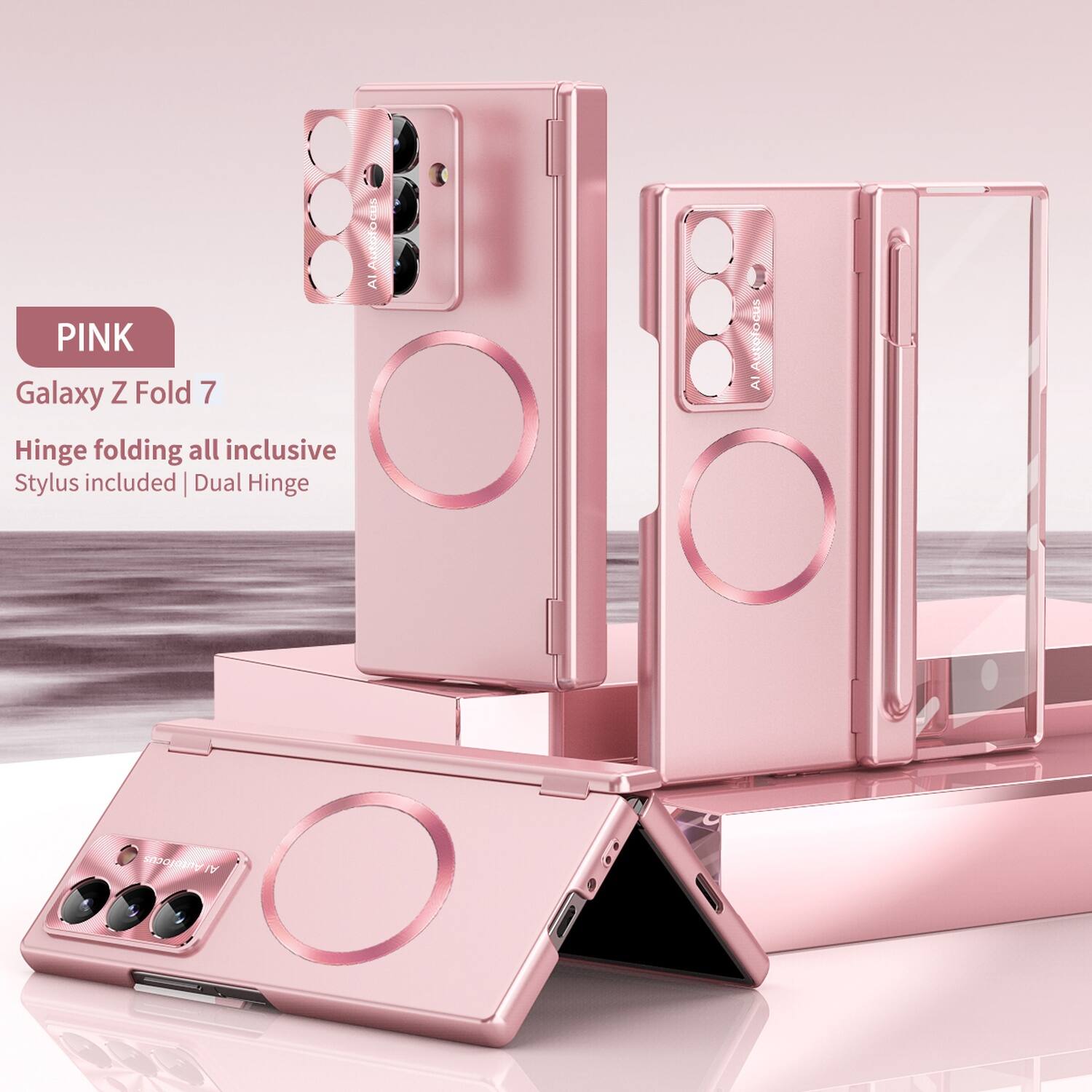 PINK  
Galaxy Z Fold 7  
Hinge folding all inclusive  
Stylus included | Dual Hinge