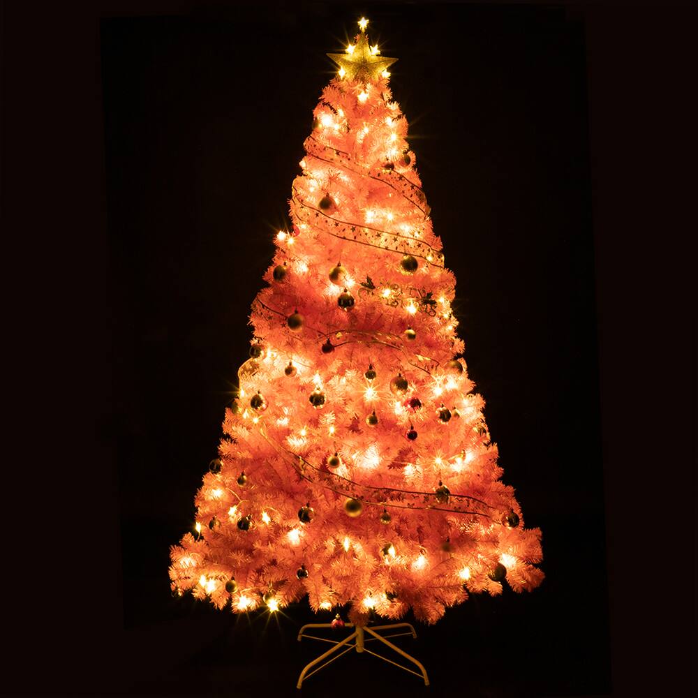Alt View 3. VAVSEA - 6 ft Pink Unlit Artificial Christmas Tree, 1000 Tips Christmas Pine Tree with Metal Stand for Holiday Decor - Pink.
