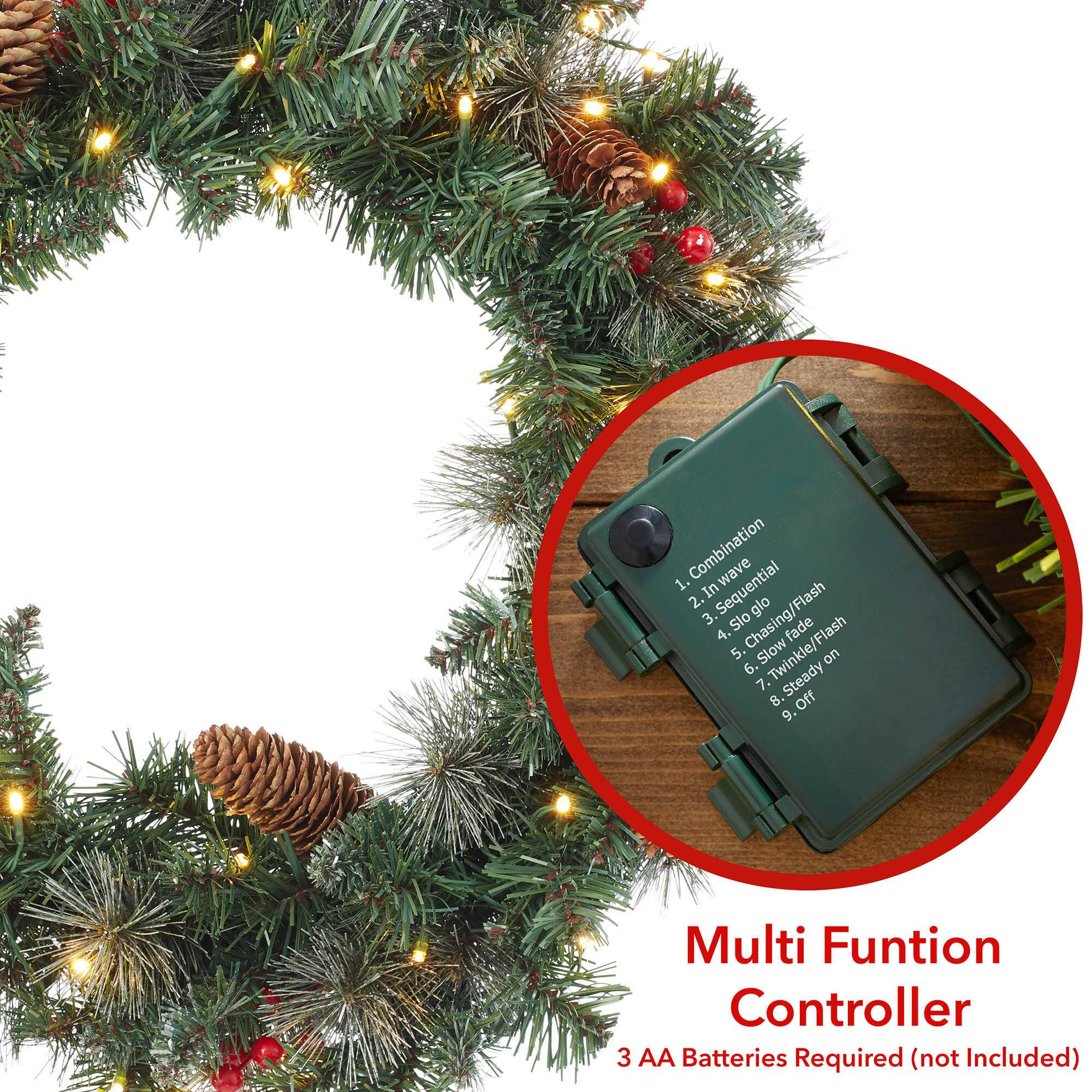 1. Combination wave  
2. In Sequential  
3. Glo  
4. Slo  
5. Chasing/Flash  
6. Slow Twinkle/Flash fade on  
7. Steady on  
8. Steady off  
9. Multi Function Controller  
3 AA Batteries Required (not Included)