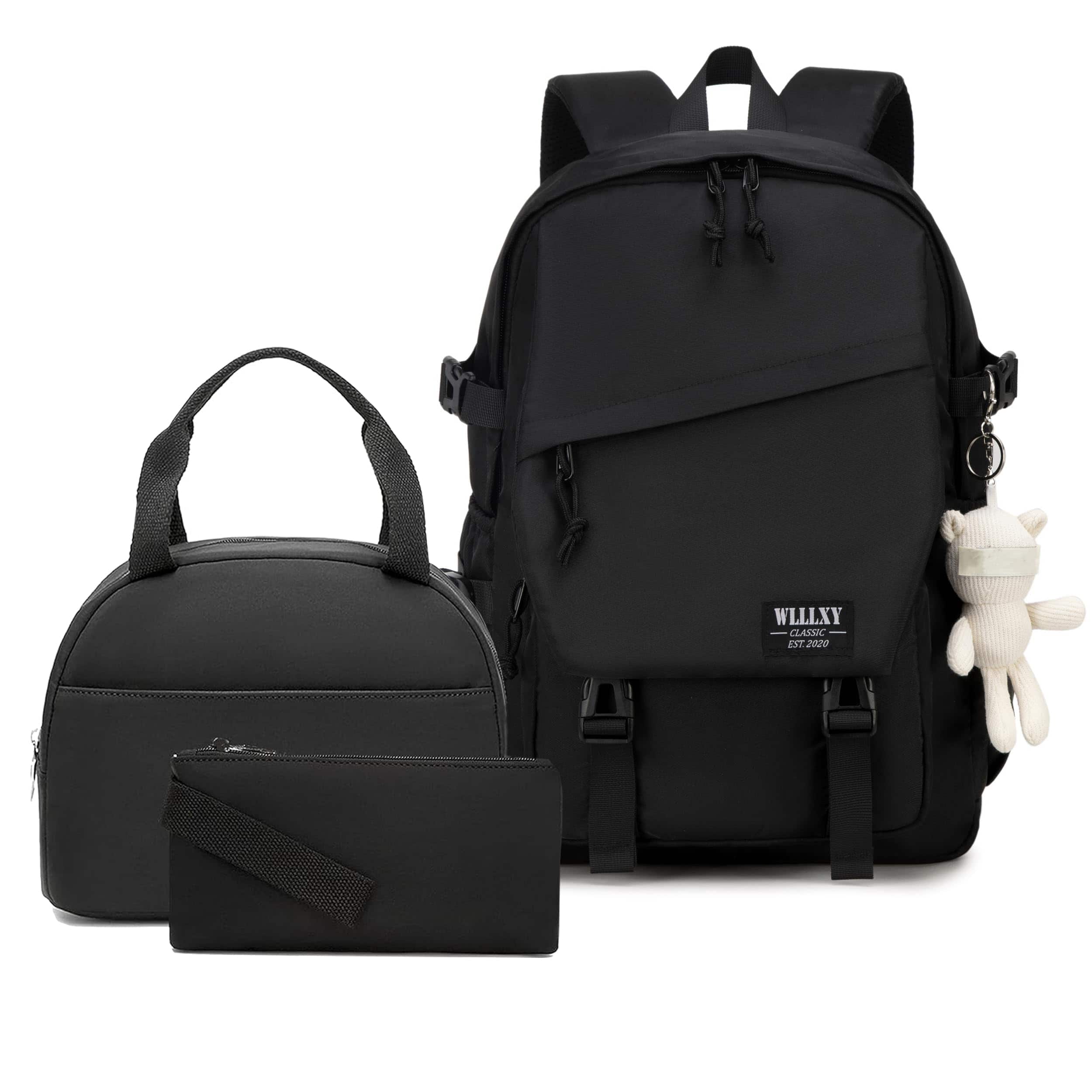 Live At Space - College School Bag For Men Women Laptop Backpack 15 6 Inch Anti Travel Daypack Large Elementary Middle High Bookbags - Black-set-Medium